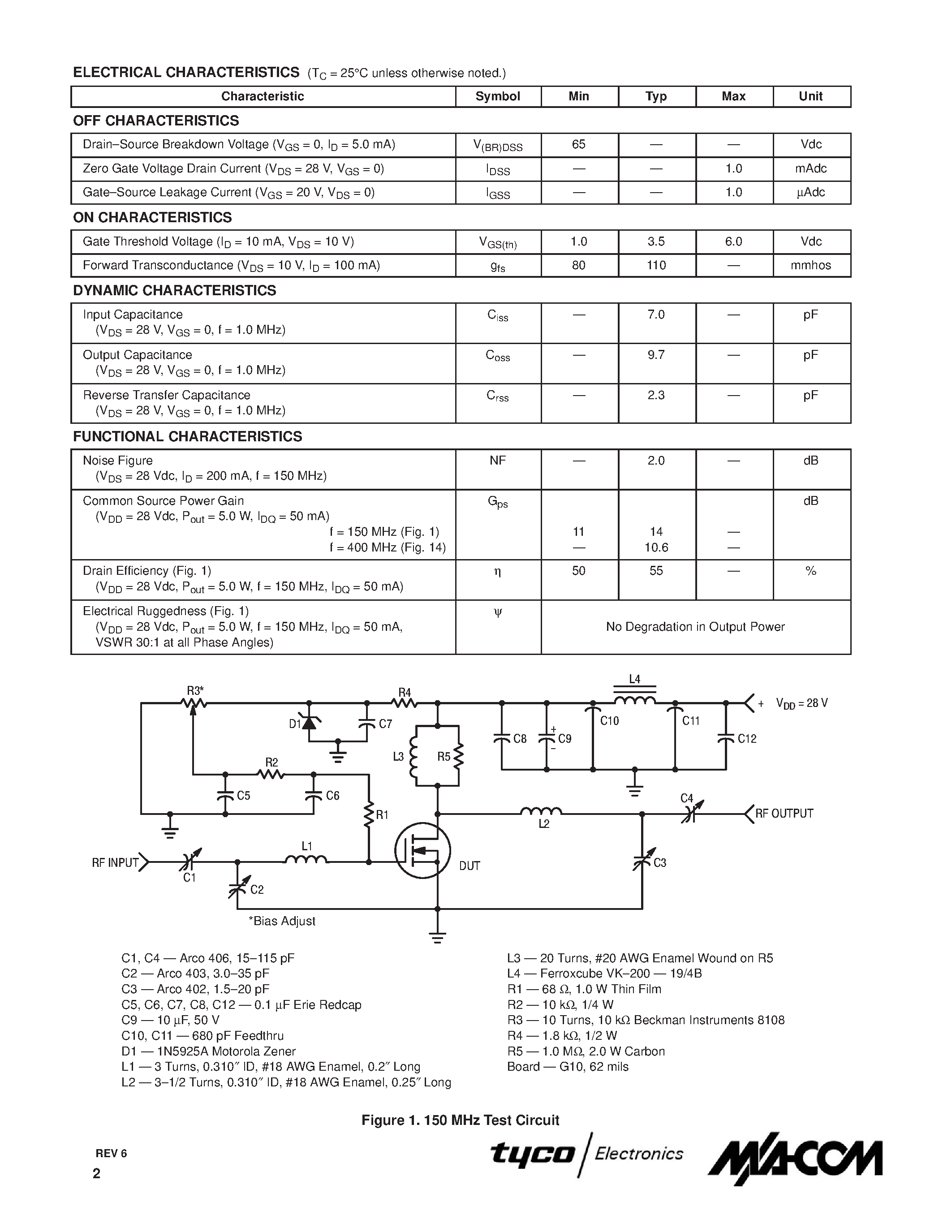 Datasheet MRF134 - N-CHANNEL MOS BROADBAND RF POWER FET page 2
