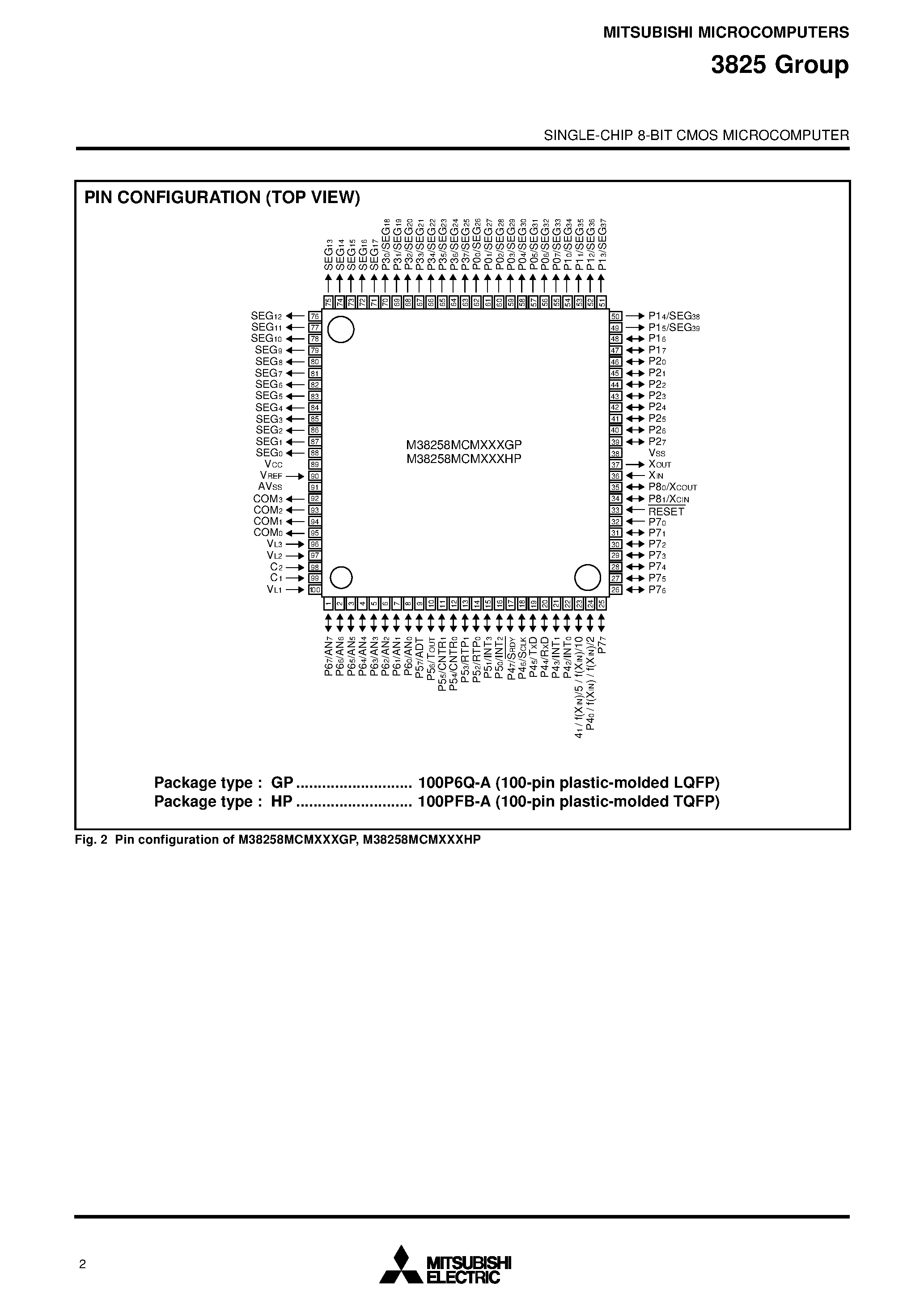 Datasheet M38257E8F8 - (M3825xxxx) SINGLE-CHIP 8-BIT CMOS MICROCOMPUTER page 2