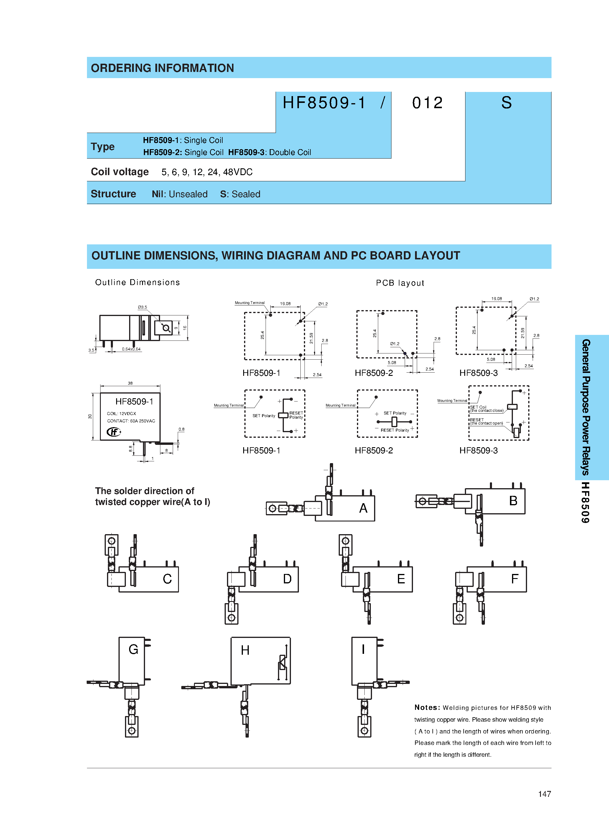 Даташит HF8509 - HIGH POWER LATCHING RELAY страница 2