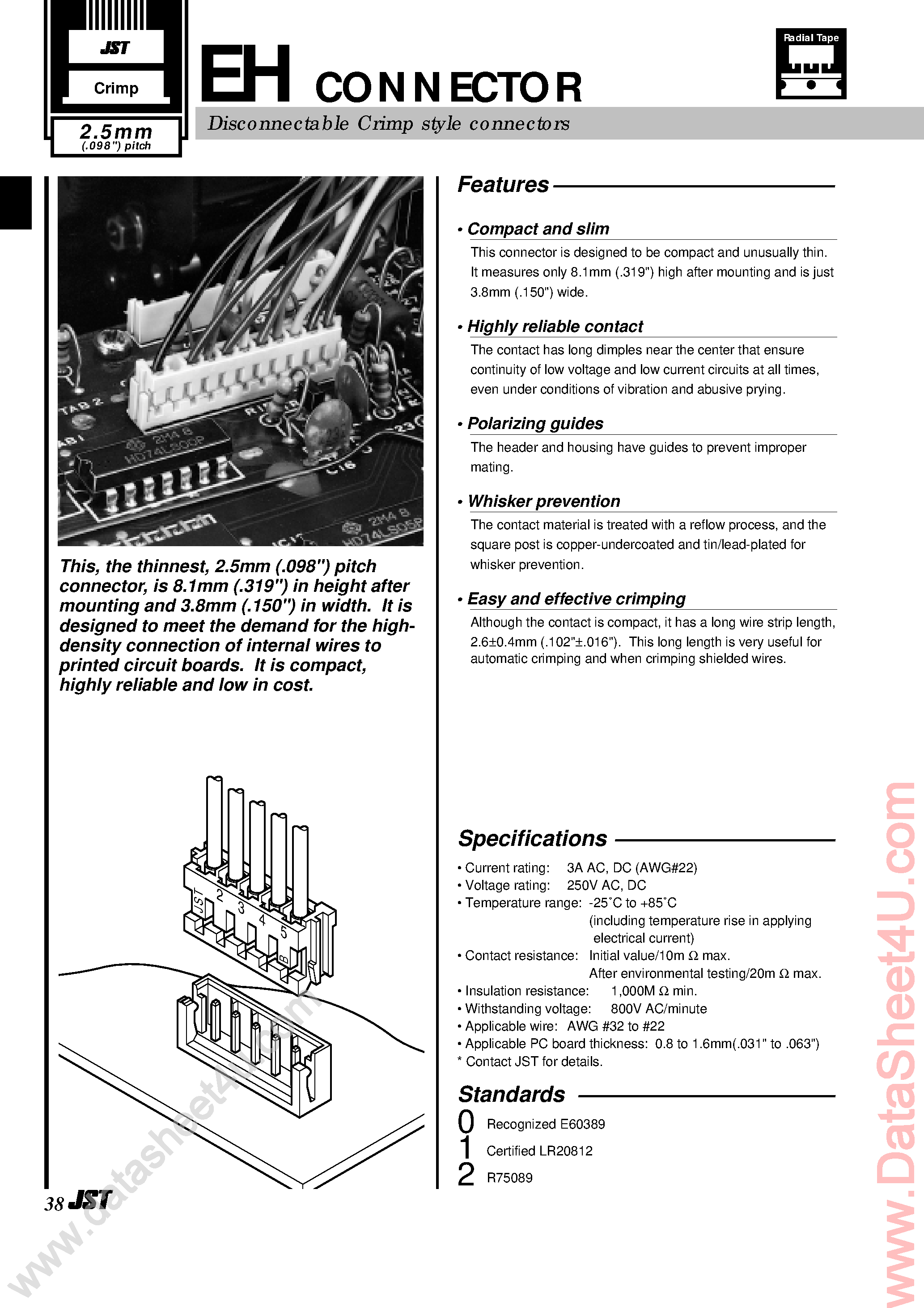 Datasheet EHR-10 page 1 Datasheet EHR-10 - (EHR-xx) Disconnectable Crimp Style Connectors page 1