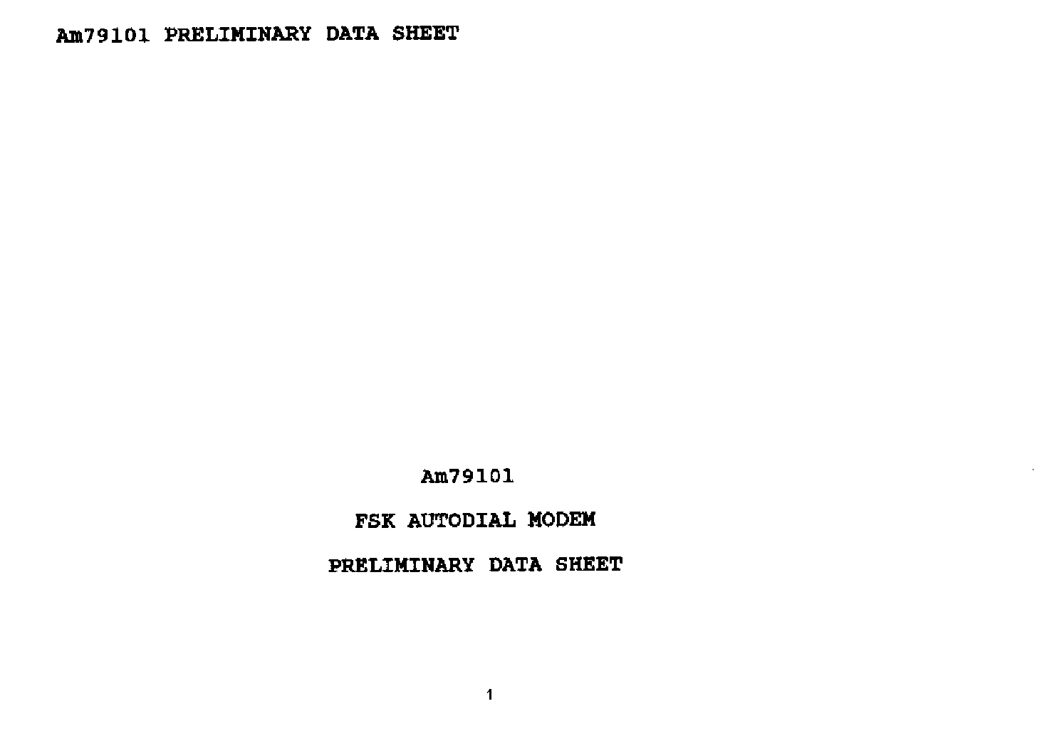 Datasheet AM79101 page 2 Datasheet AM79101 - WORLD CHIP FSK AUTODIAL MODEM page 2