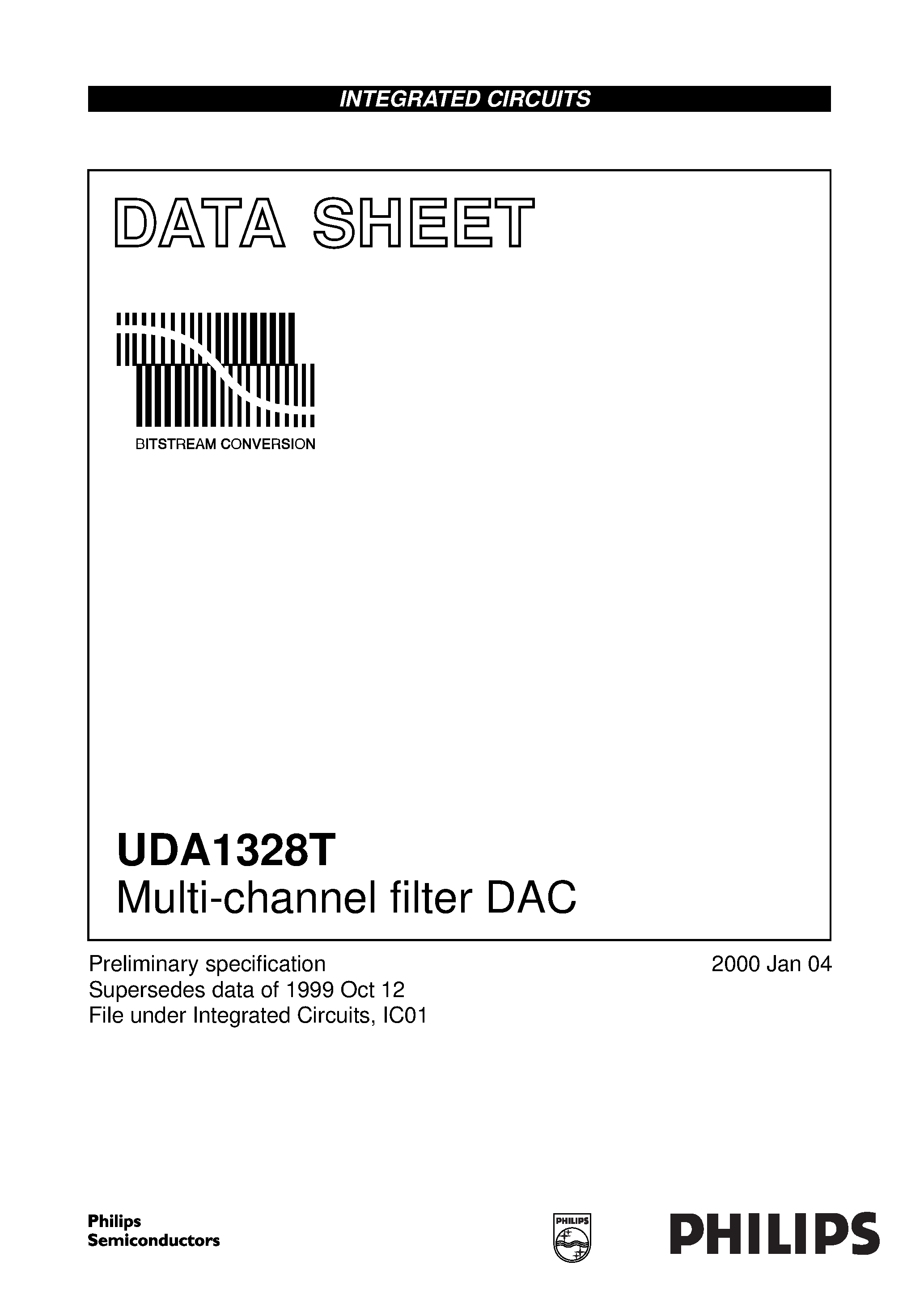 Datasheet UDA1328T - Multi-channel filter DAC page 1