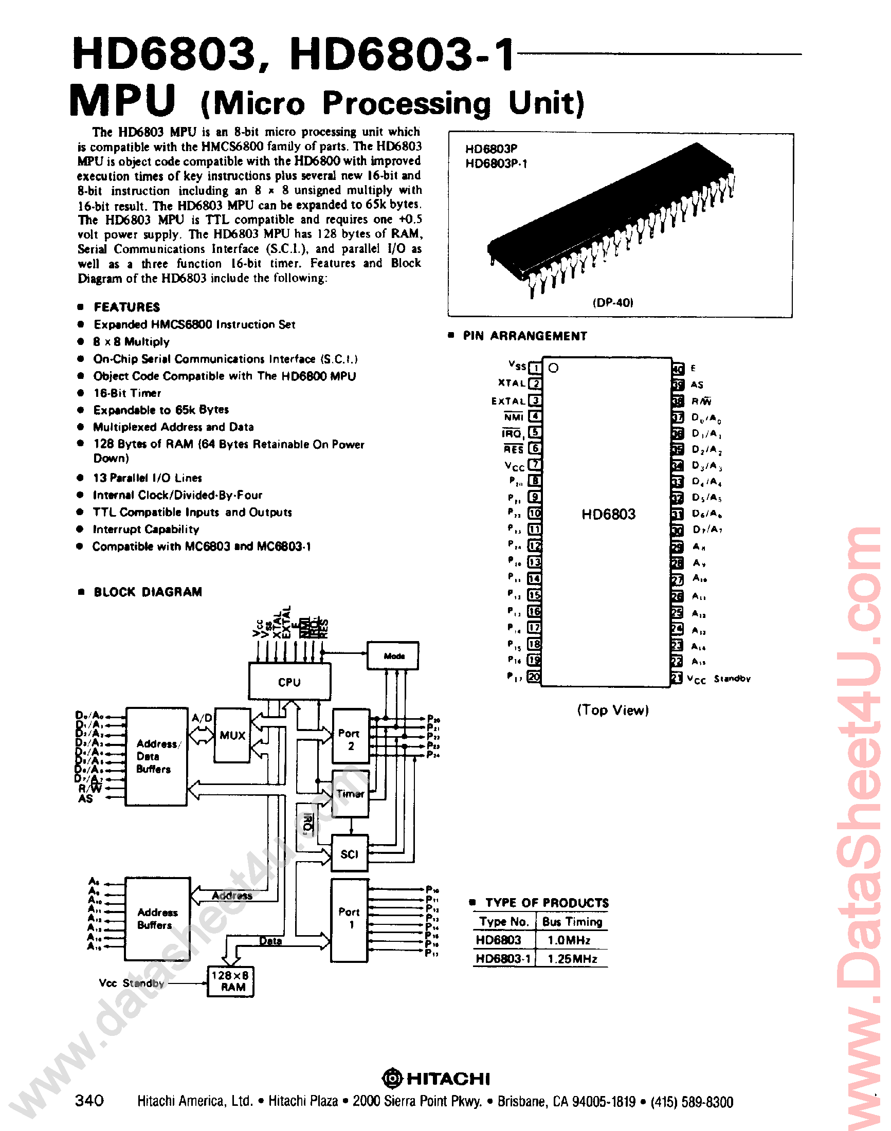 Даташит HD6803 - MPU страница 1