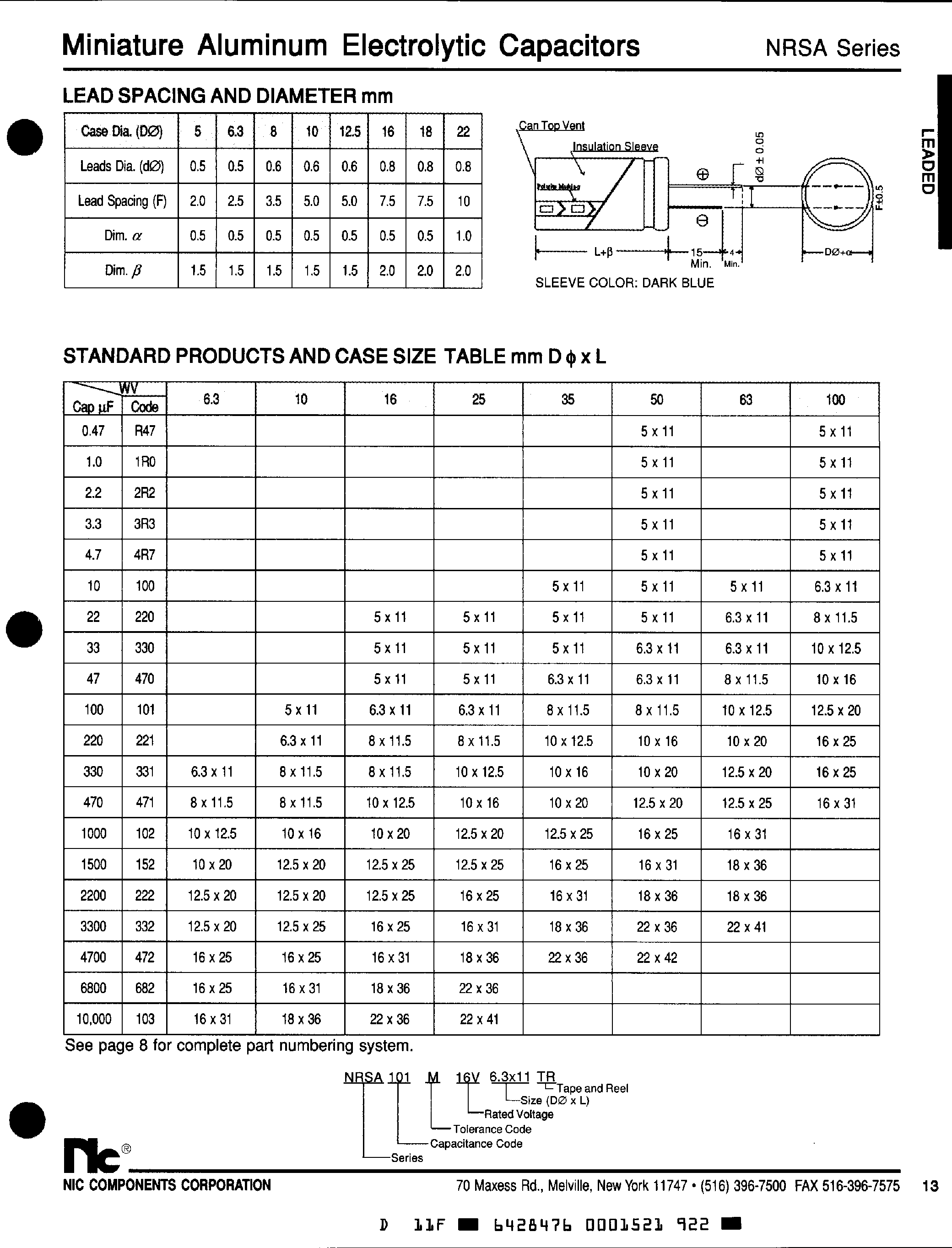 Datasheet NRSA100 - (NRSA Series) Miniature Aluminum Electrolytic Capacitors page 2