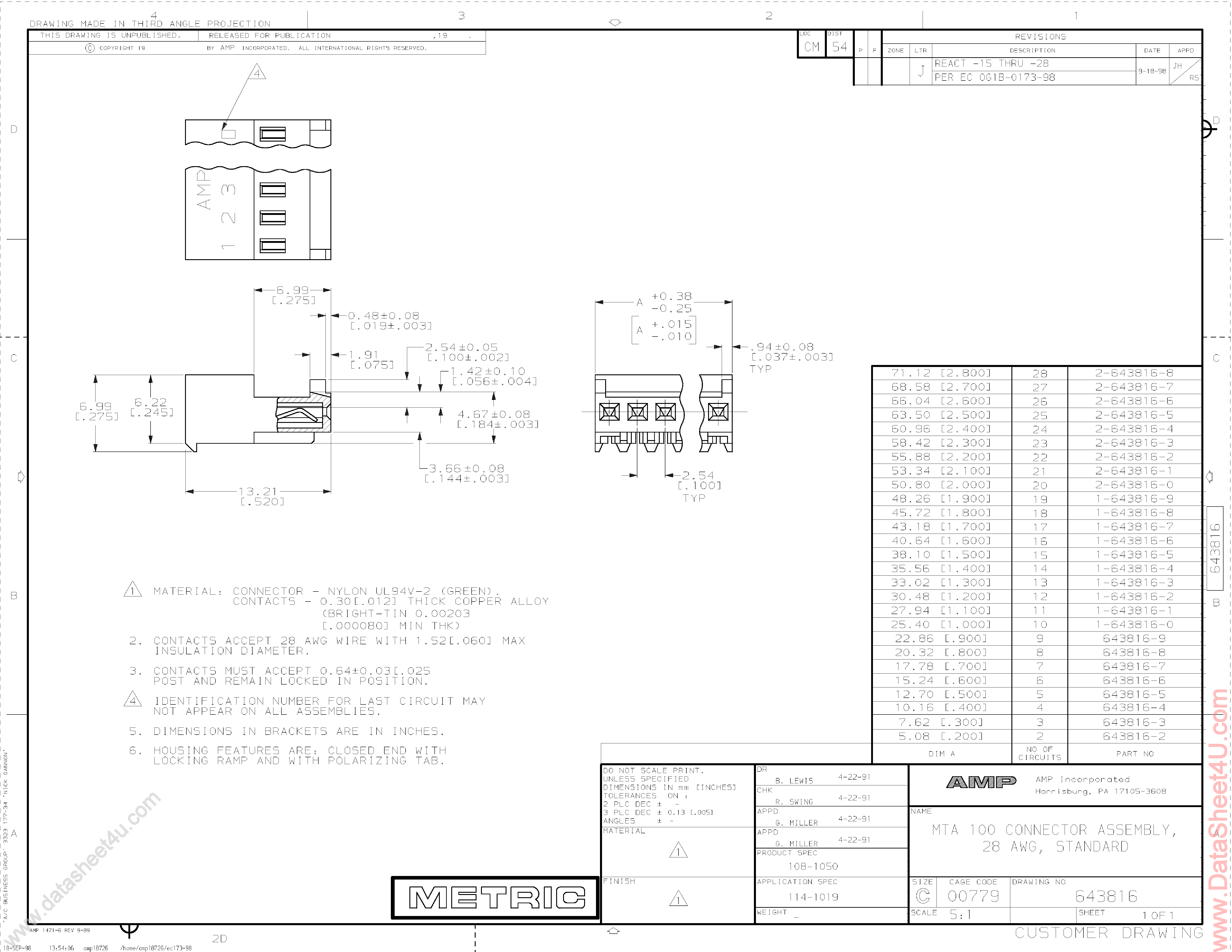 Даташит на микросхему 643816-x страница 1 Даташит 643816-x - HEADER CONNECTOR страница 1