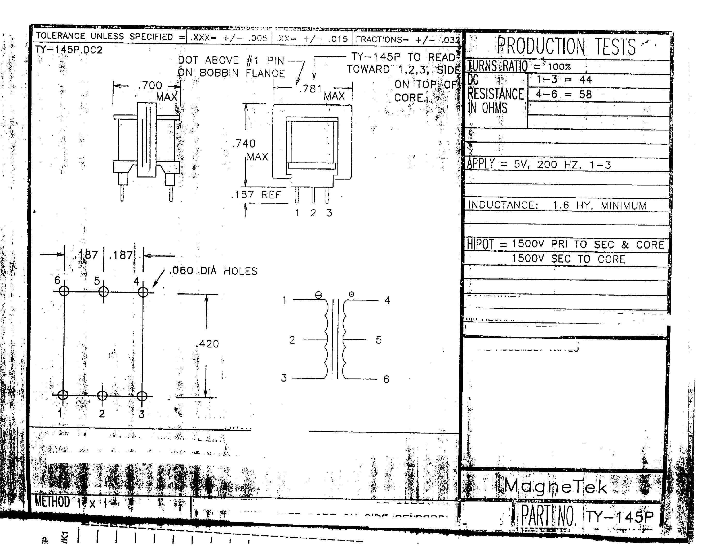 Datasheet TY-145P page 1 Datasheet TY-145P - 5V / 200 HZ / 1-3 page 1