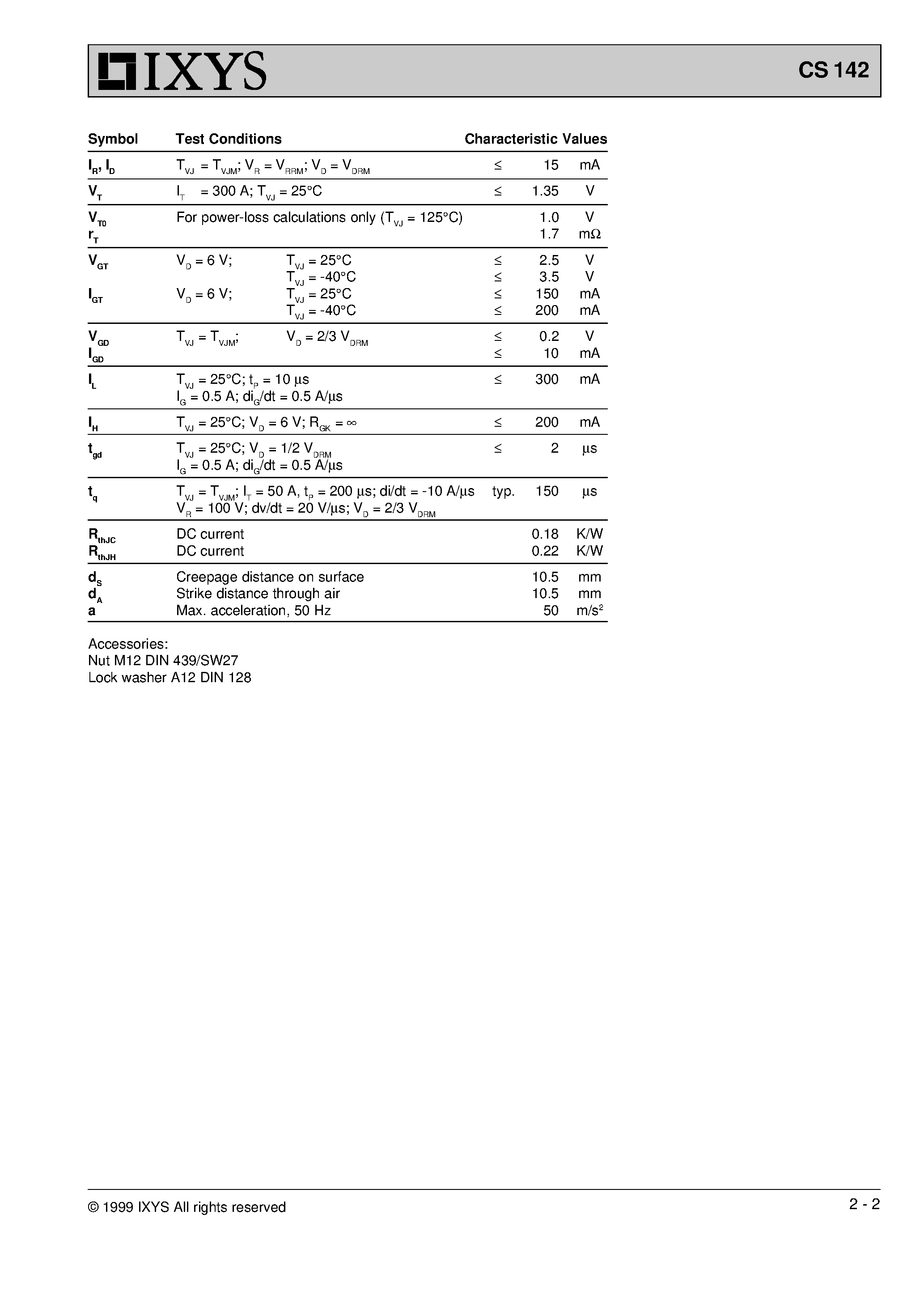 Даташит на микросхему CS142 страница 2 Даташит CS142 - Phase Control Thyristor страница 2