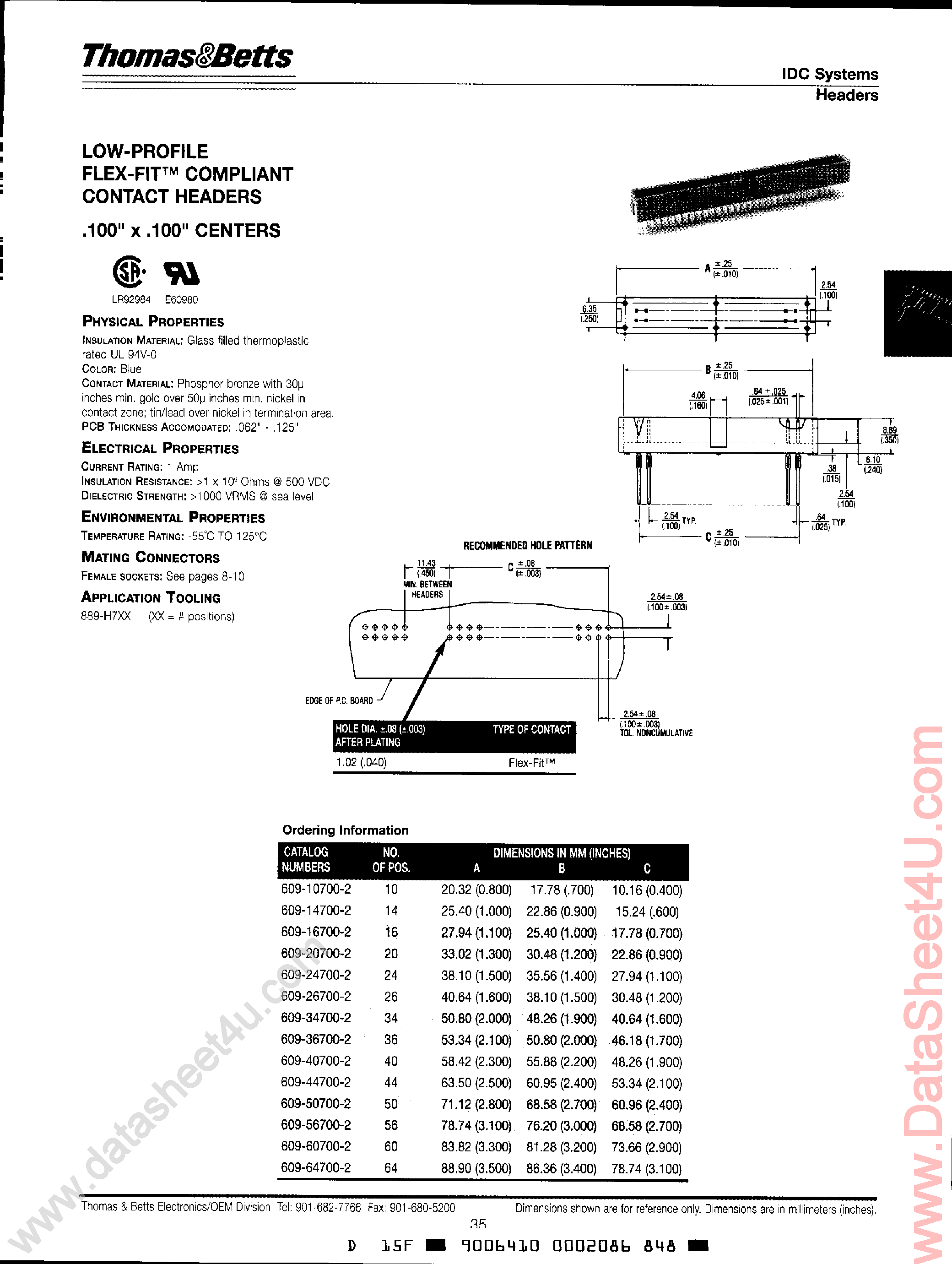 Datasheet 609-10700-2 - (609-xxxxx-2) HEADER CONNECTOR page 1