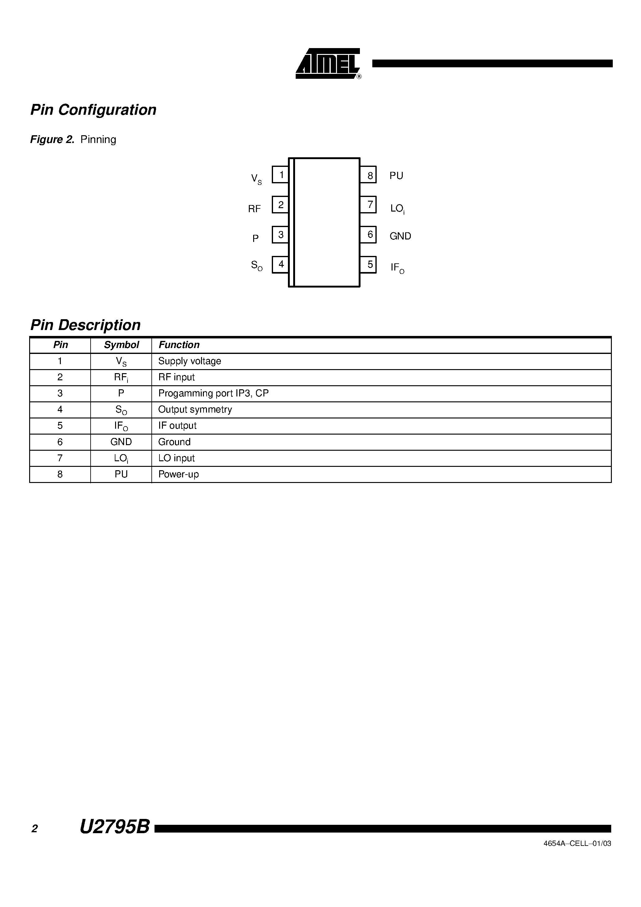 Datasheet U2795B page 2 Datasheet U2795B - 2.5-GHz Double balanced Mixer page 2