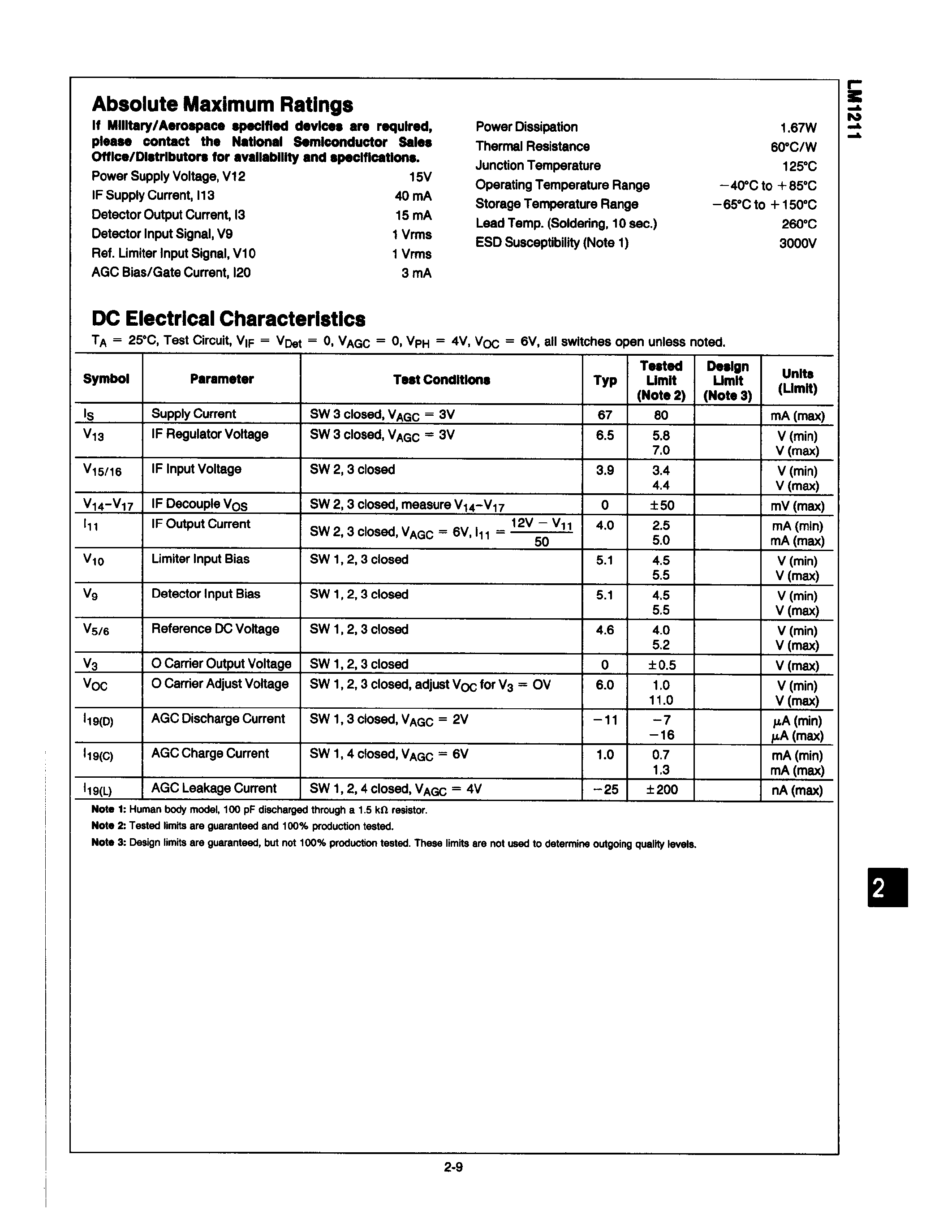 Datasheet LM1211 - BROADBAND DEMODULATOR SYSTEM page 2