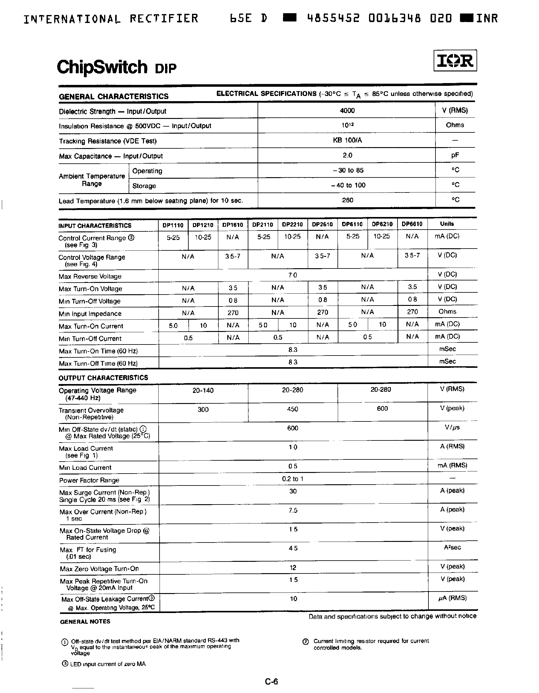 Datasheet DP2110 - (DP2xxx) Microelectronic Power IC Relay / Chipswitch DIP Relay page 2