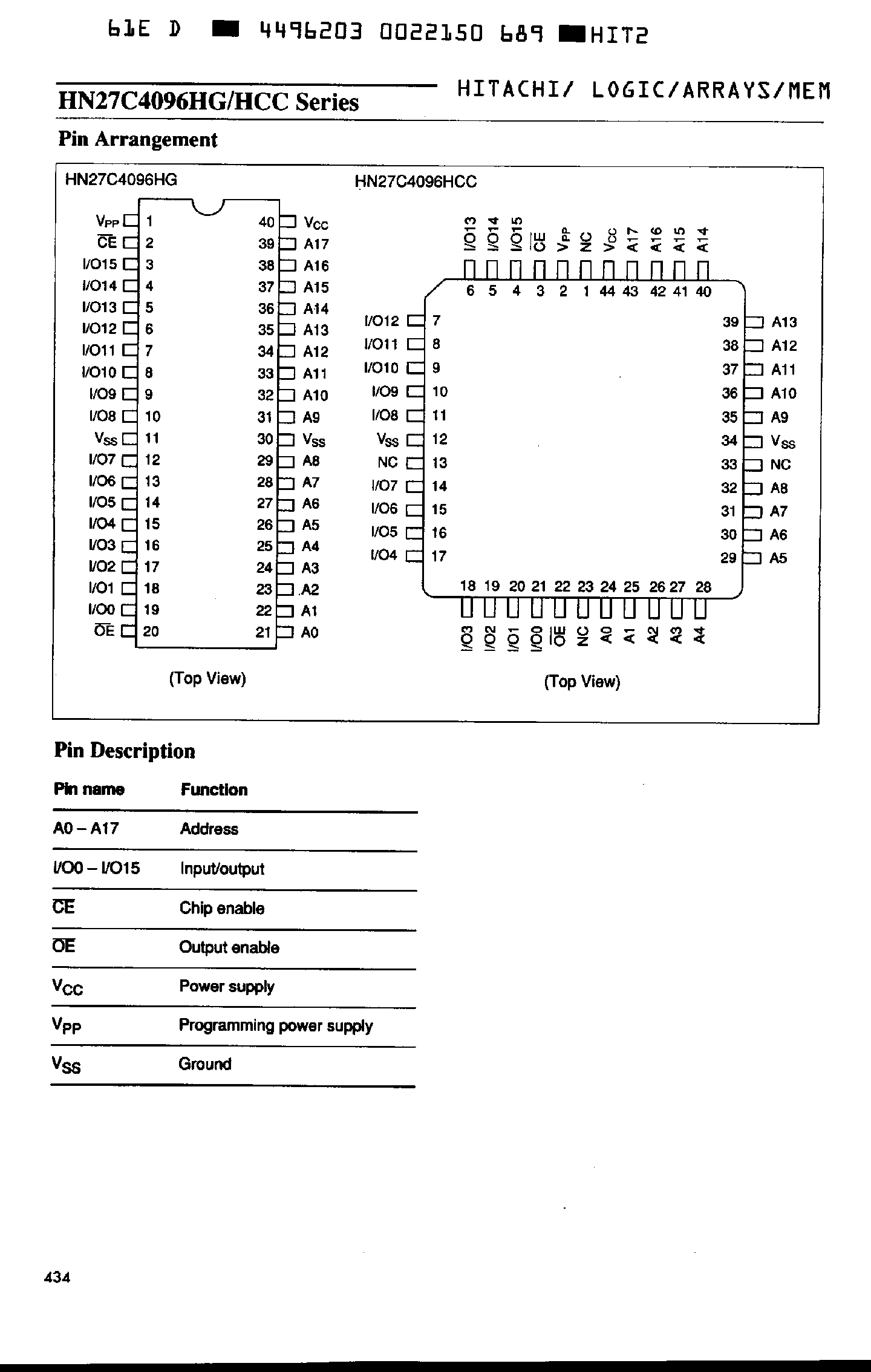Даташит на микросхему HN27C4096HCC страница 2 Даташит HN27C4096HCC - 262144-word x 16-Bit CMOS UV EPROM страница 2