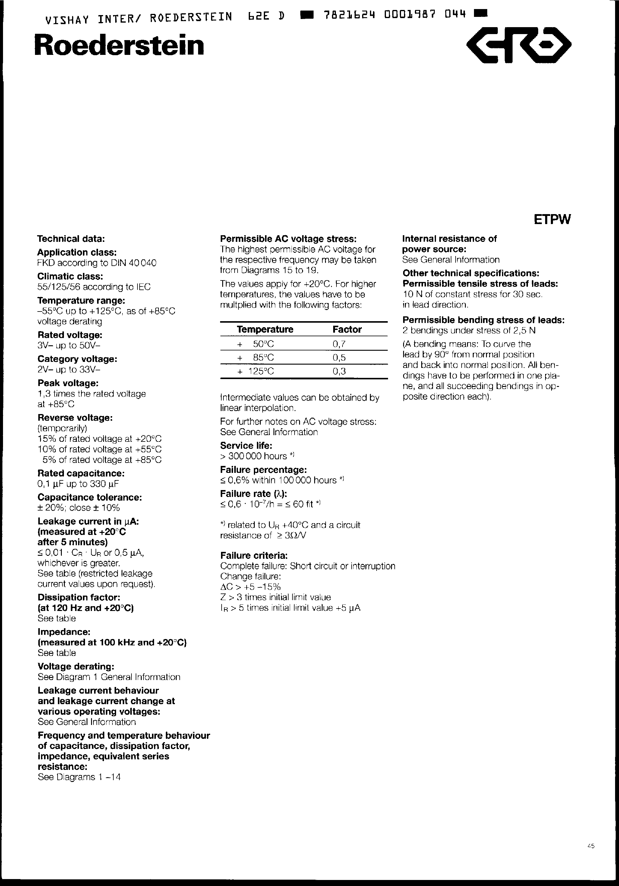 Datasheet P2Mxxxx - Tantalum Electrolytic Capacitors page 2