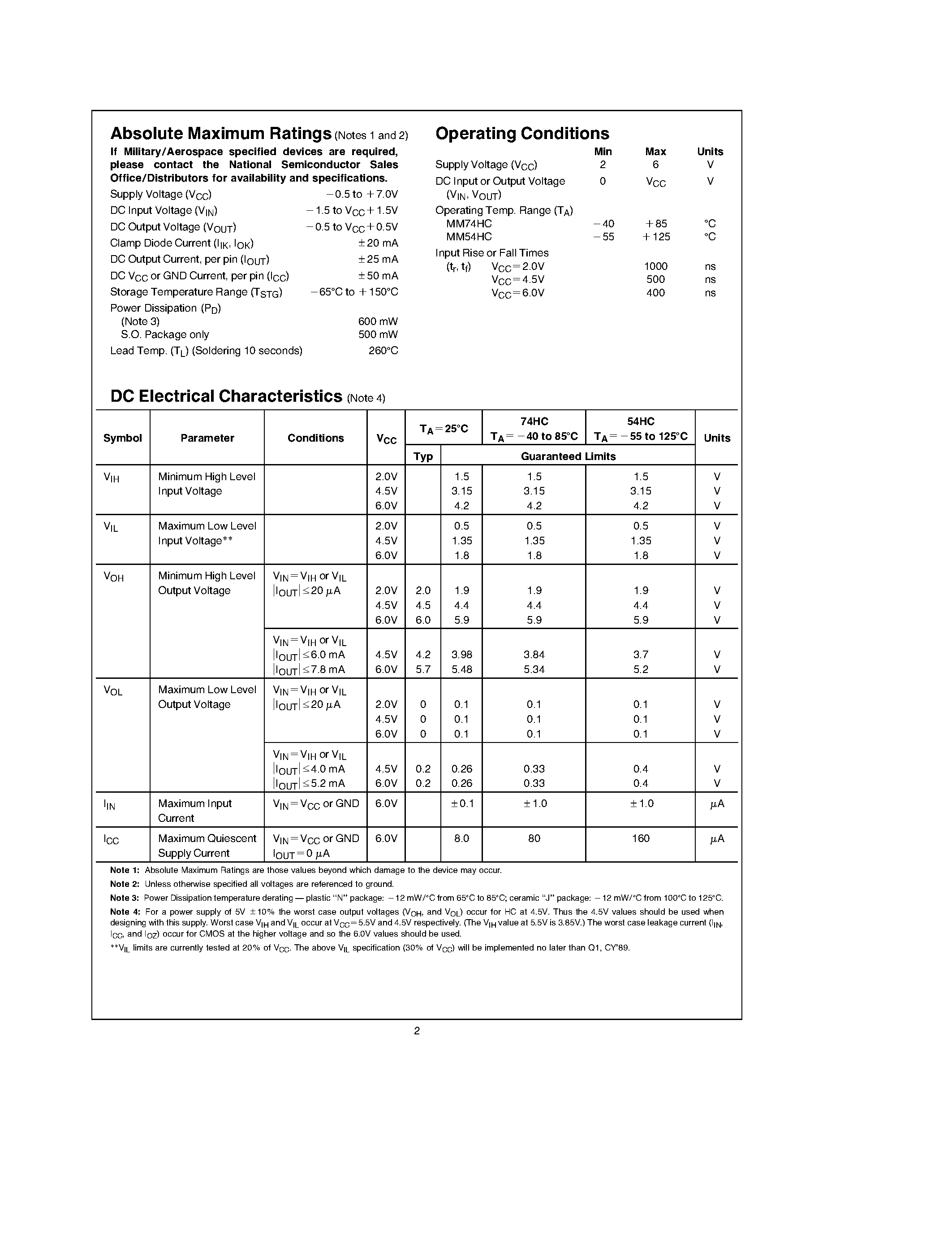 Даташит MM54HC4511 - BCD-to-7 Segment Latch/Decoder/Driver страница 2