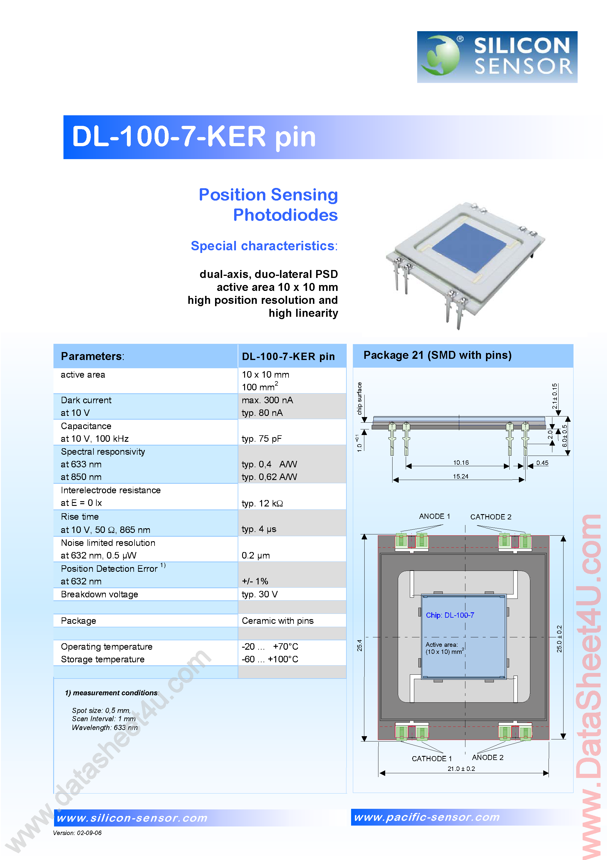 Даташит DL-100-7-KER - Photo Diodes страница 1
