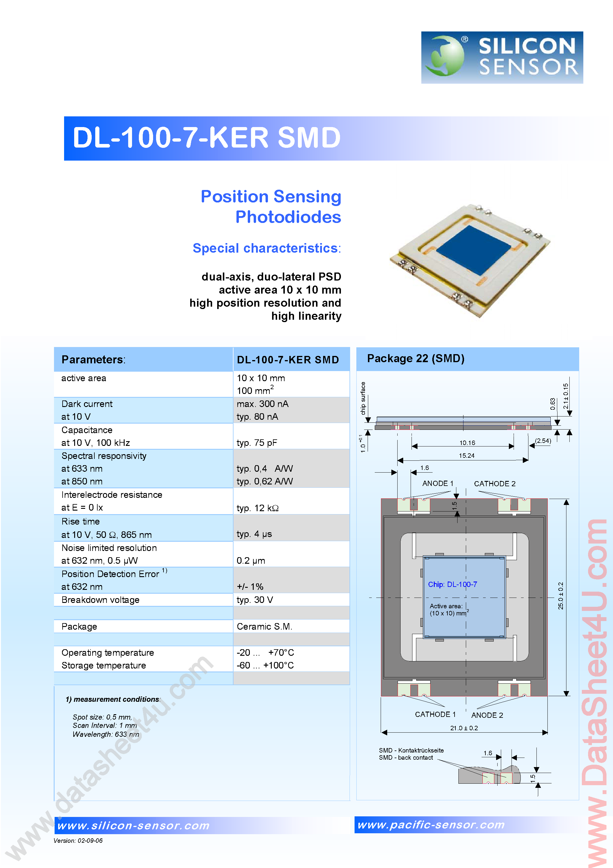Datasheet DL-100-7-KERSMD page 1 Datasheet DL-100-7-KERSMD - Photo Diodes page 1