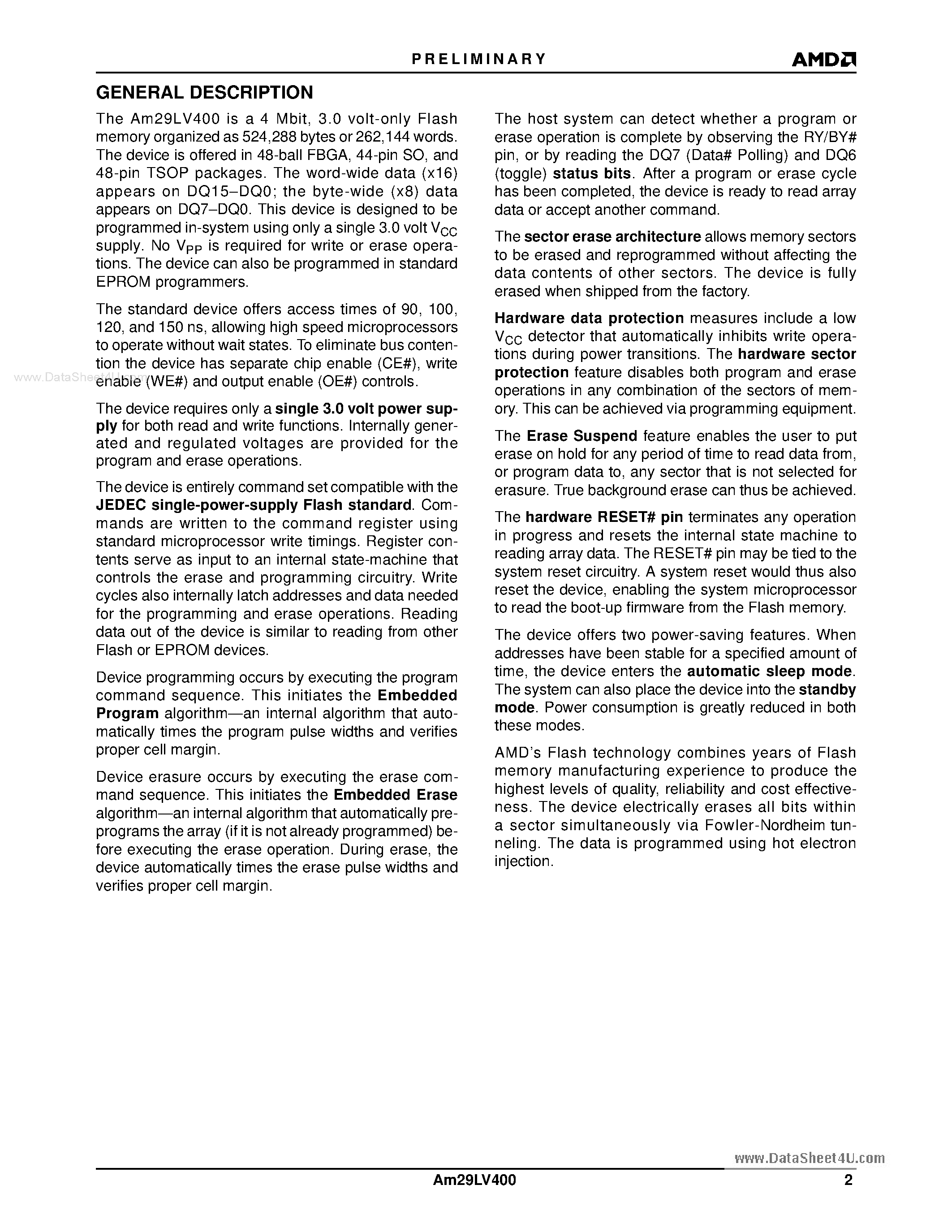 Даташит на микросхему 29LV400BA страница 2 Даташит 29LV400BA - Search -----> AM29LV400BA страница 2