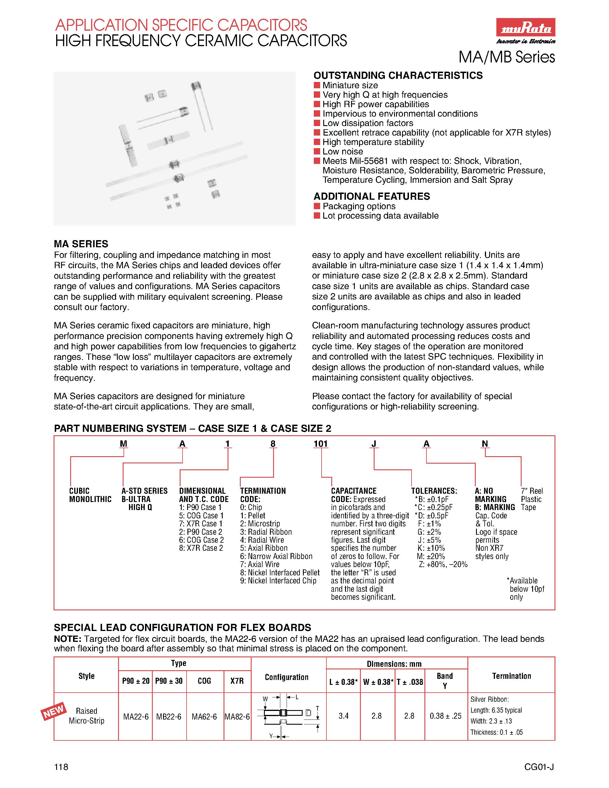 Datasheet MA80101 - (MA Series) High Frequency Ceramic Capacitors page 1