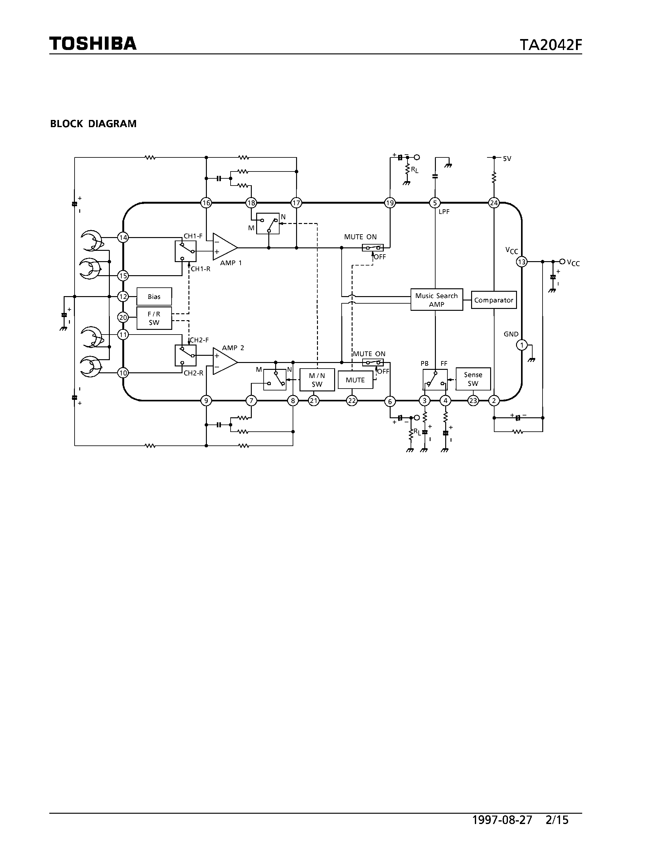 Datasheet TA2042F - DUAL PRE AMPLIFIER WITH A MUSIC SEARCH FOR AUTO REVERSE CAR STEREO page 2
