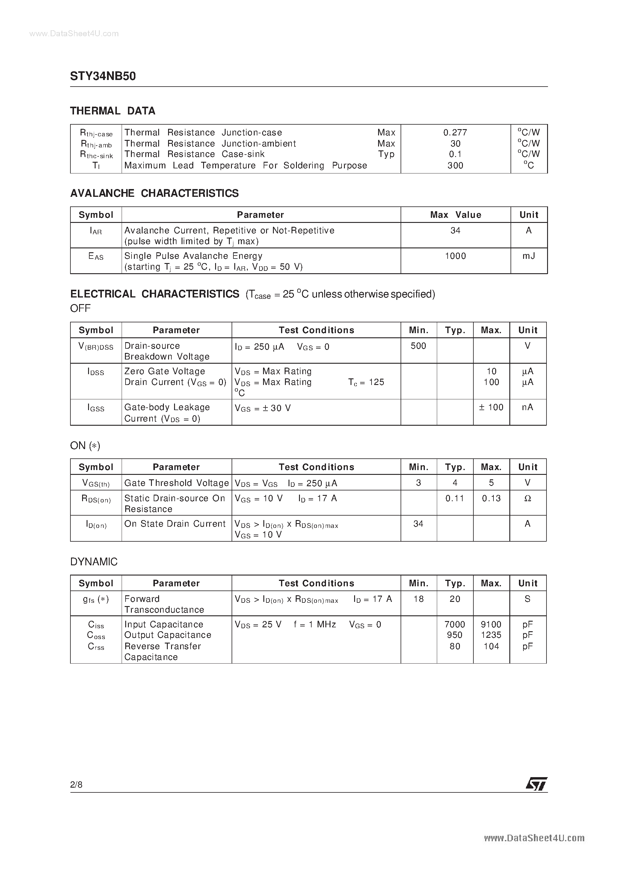 Даташит на микросхему Y34NB50 страница 2 Даташит Y34NB50 - Search -----> STY34NB50 страница 2