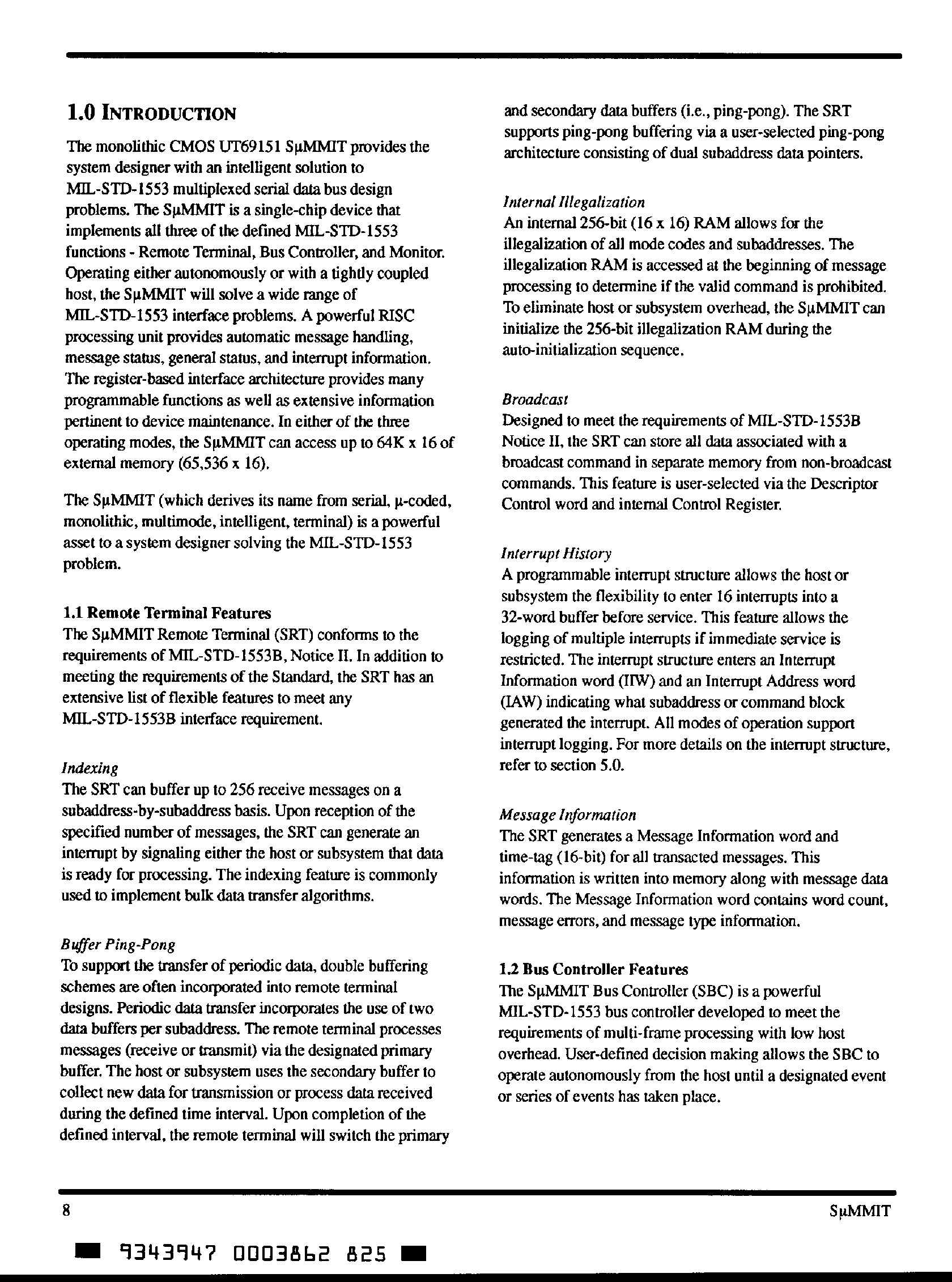 Datasheet UT69151 page 2 Datasheet UT69151 - MIL-STD-1553 / ARINC BUS CONTROLLER / RTU page 2