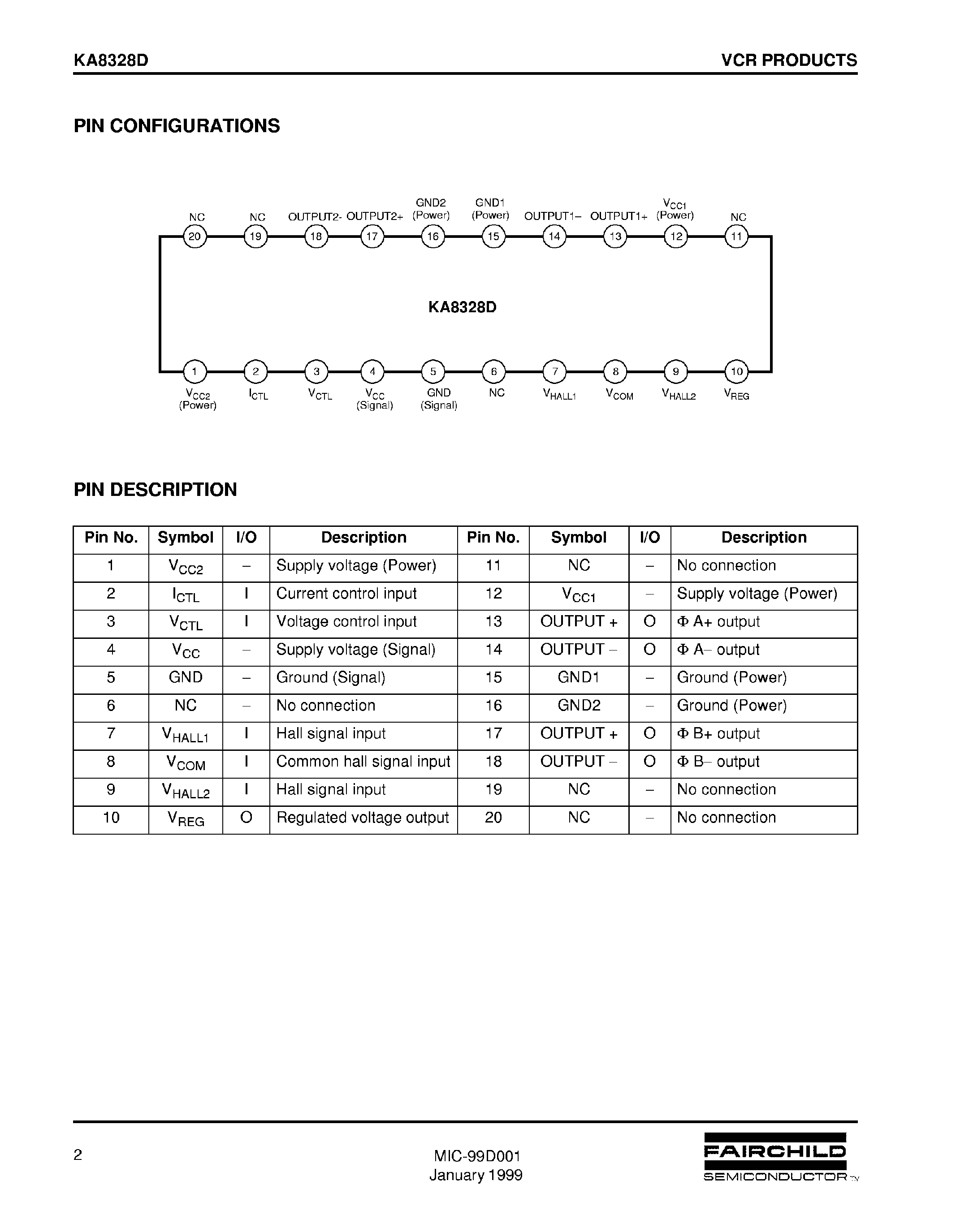 Datasheet KA8328D page 2 Datasheet KA8328D - 2 PHASE DRUM MOTOR DRIVER page 2