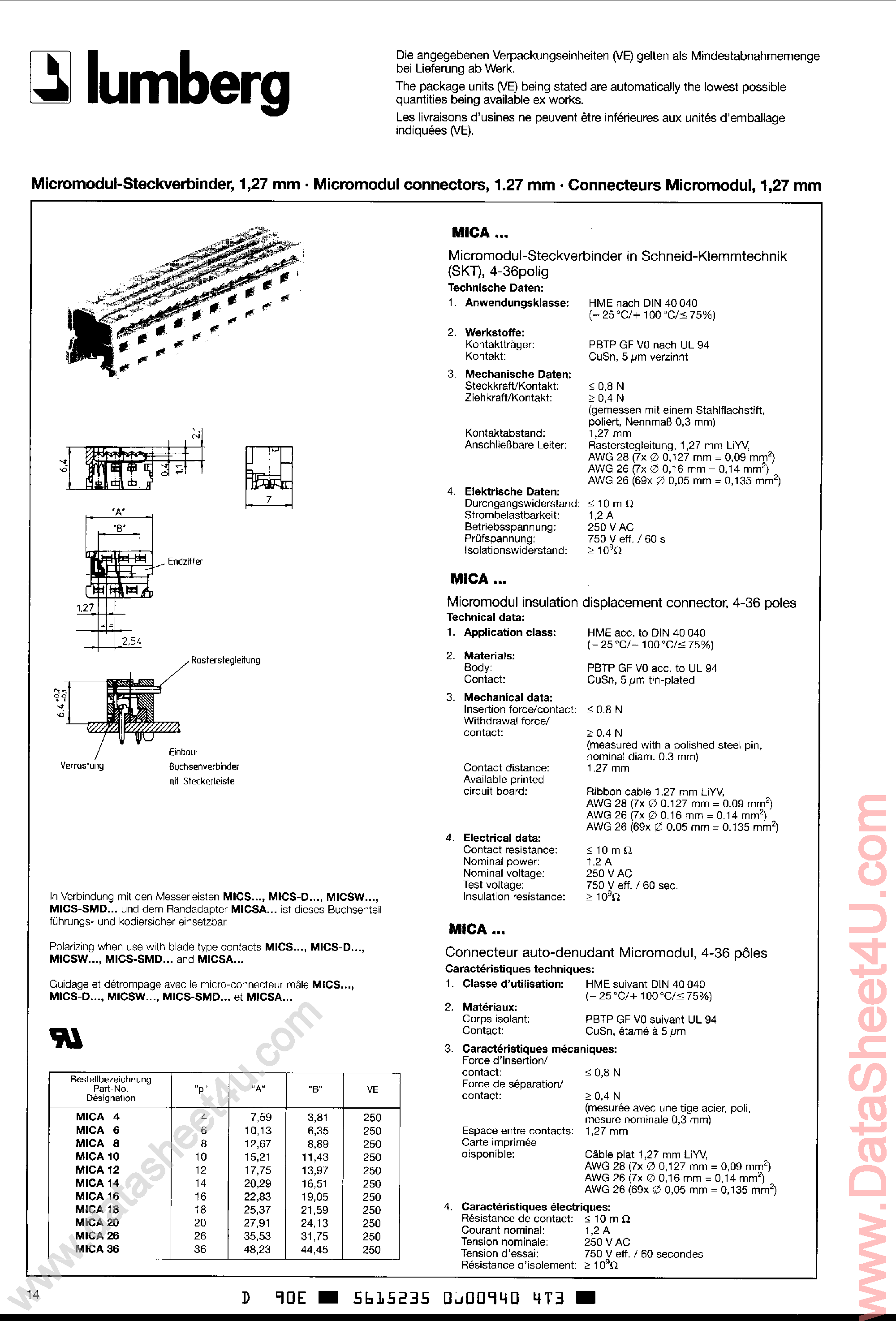 Даташит на микросхему MICA страница 1 Даташит MICA - (MICA xx) HEADER CONNECTOR страница 1