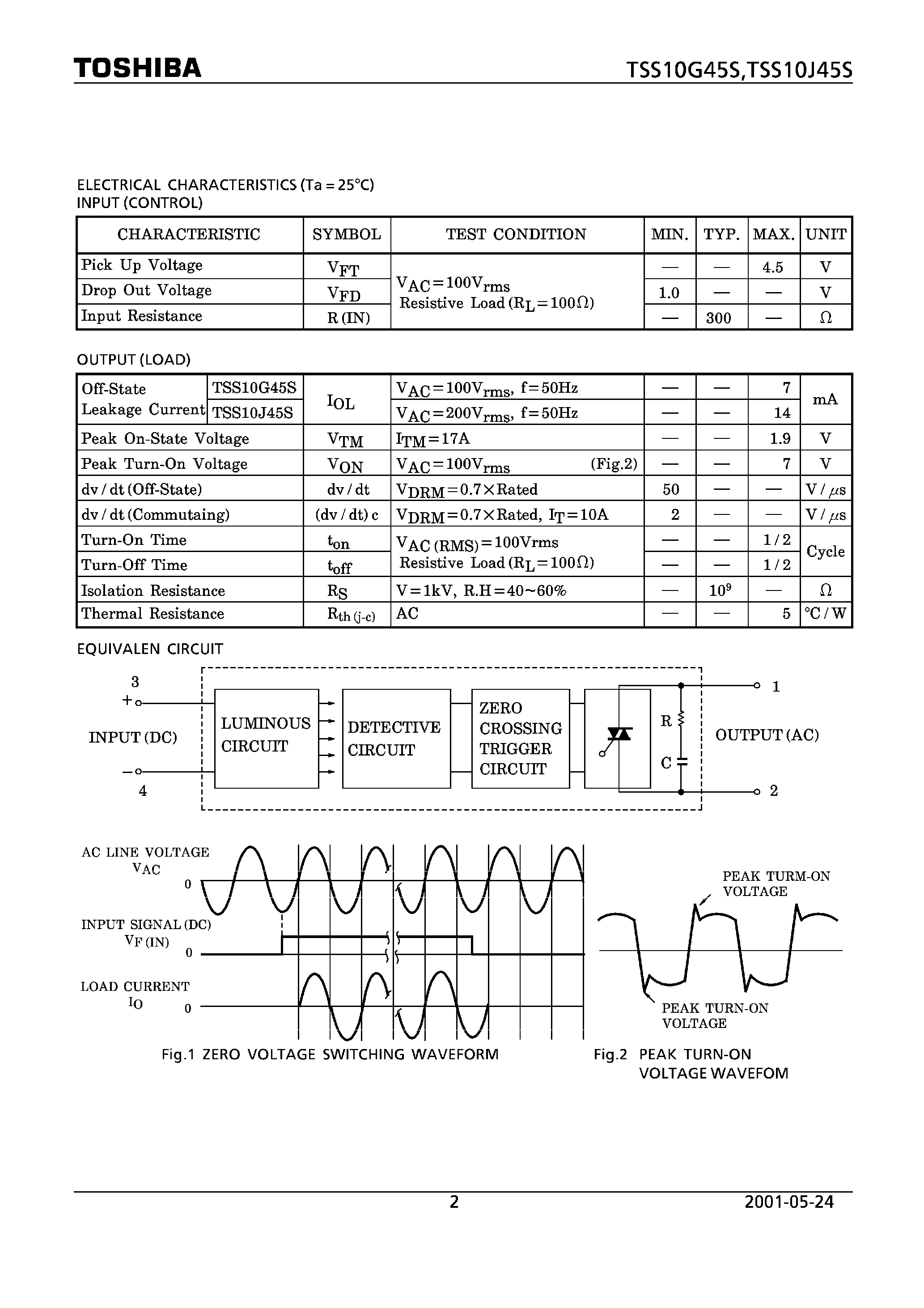 Datasheet TSS10G45S - SOLID STATE AC RELAY page 2