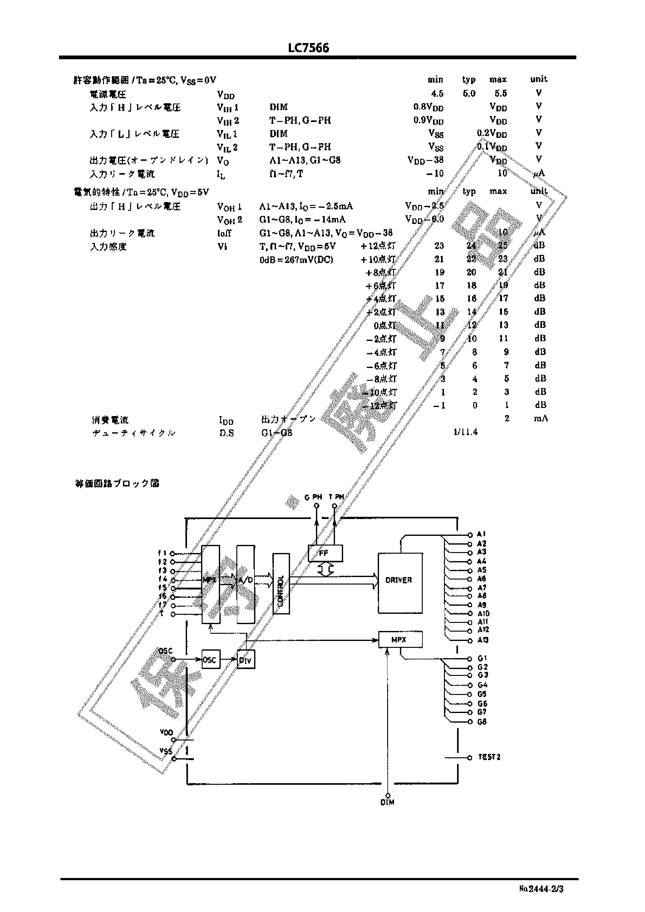 Datasheet LC7566 - CMOS LSI page 2