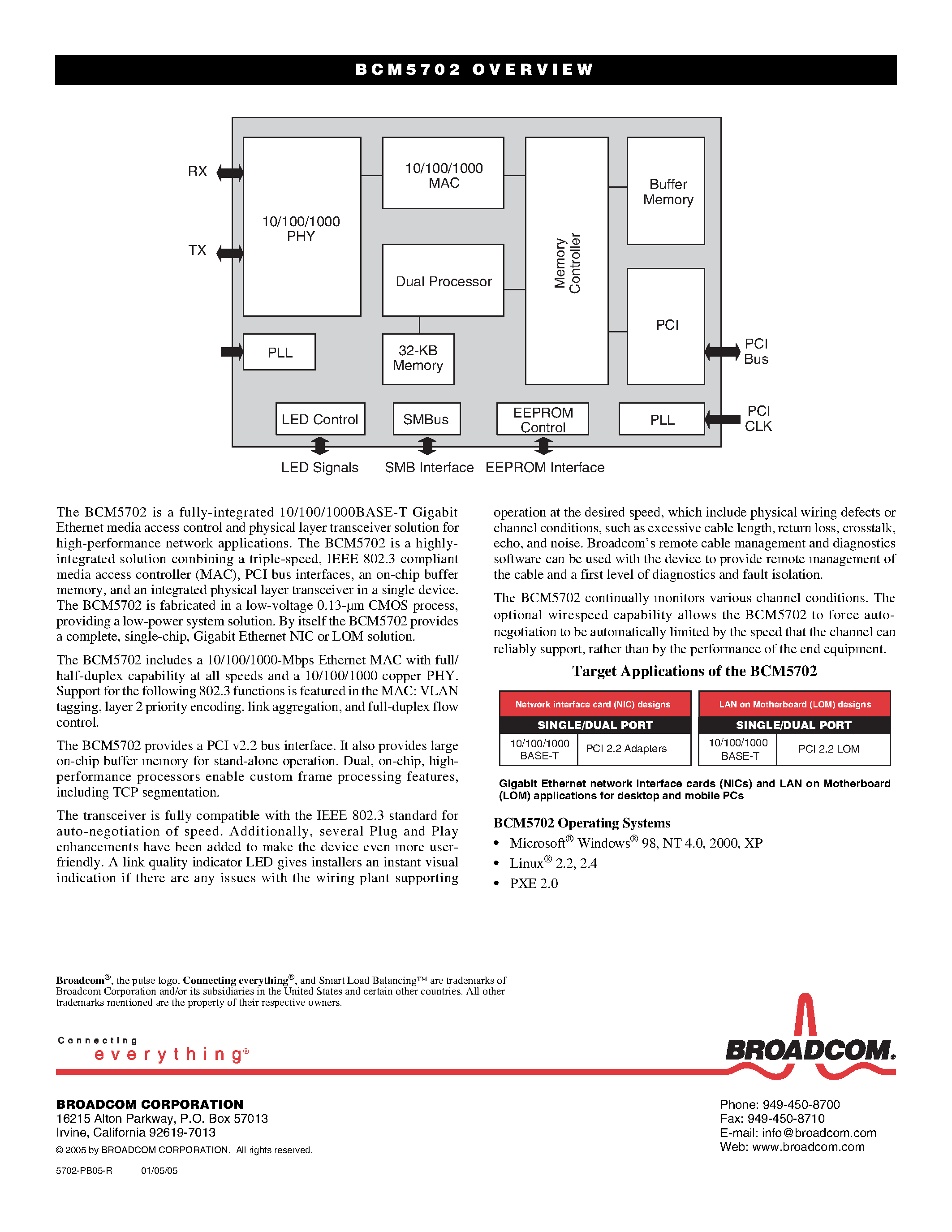 Datasheet BCM5702 - 10/100/1000BASE-T CONTROLLER page 2