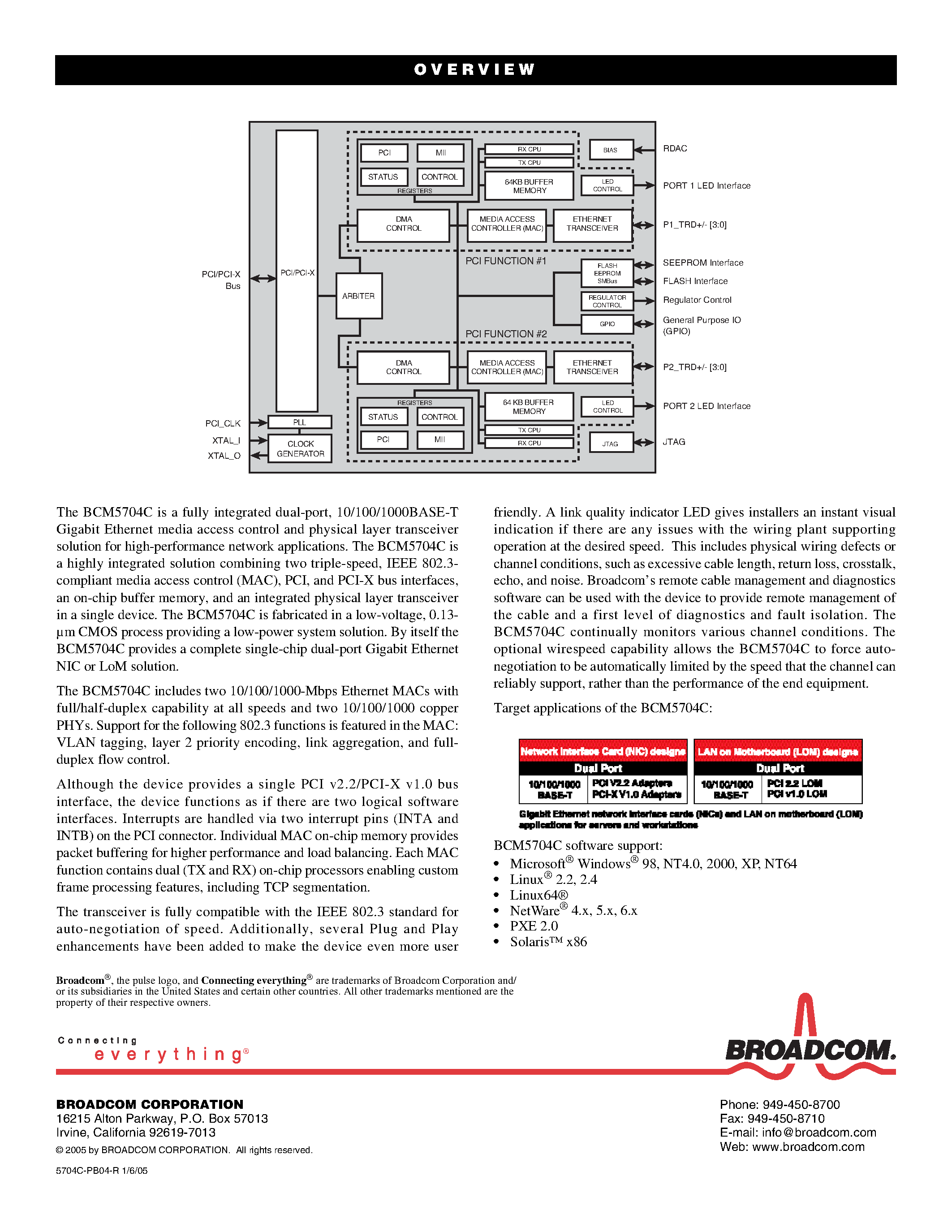 Datasheet BCM5704C page 2 Datasheet BCM5704C - Dual 10/100/1000Base-T Controller page 2