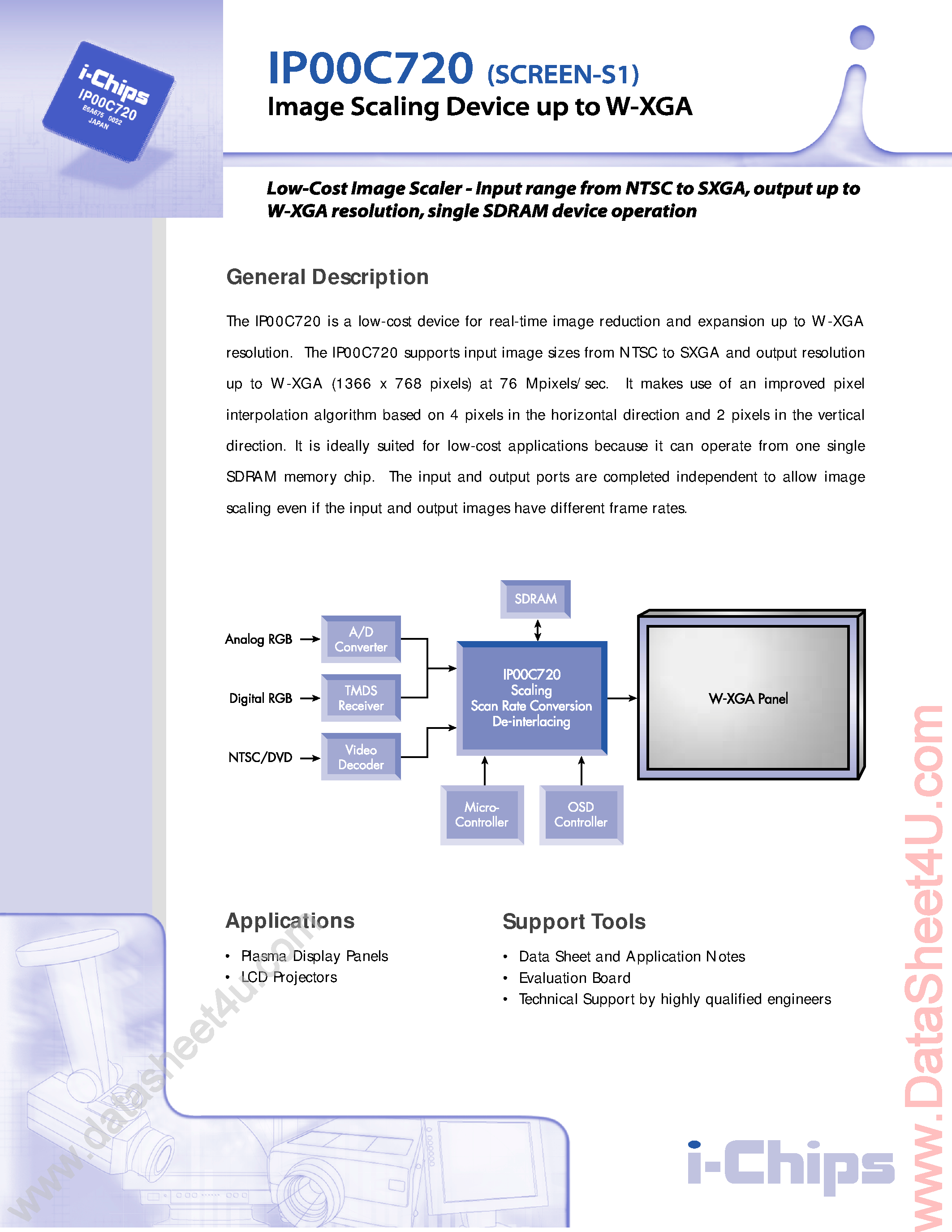 Datasheet IP00C720 - Image Scaling Device Up to W-XGA page 1