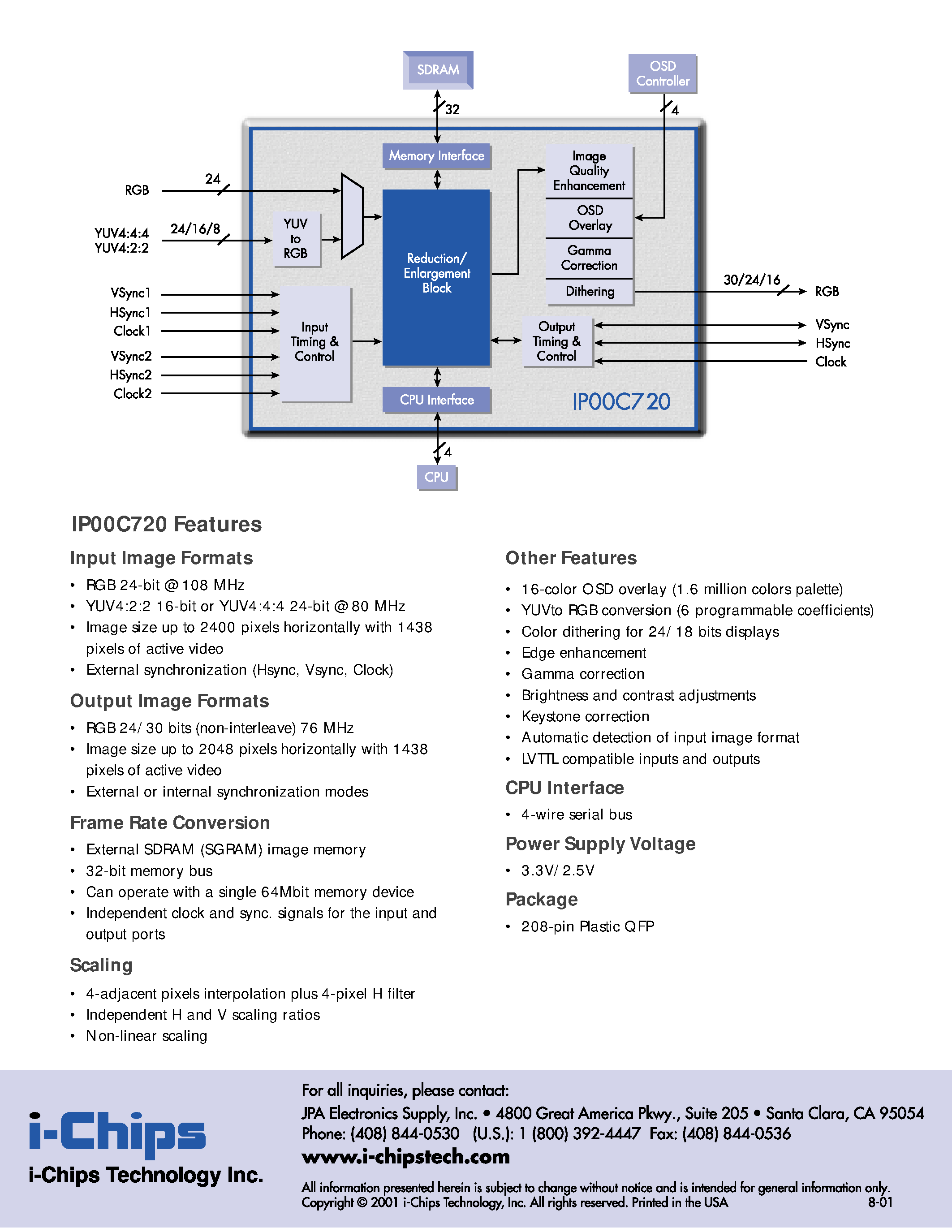 Datasheet IP00C720 - Image Scaling Device Up to W-XGA page 2