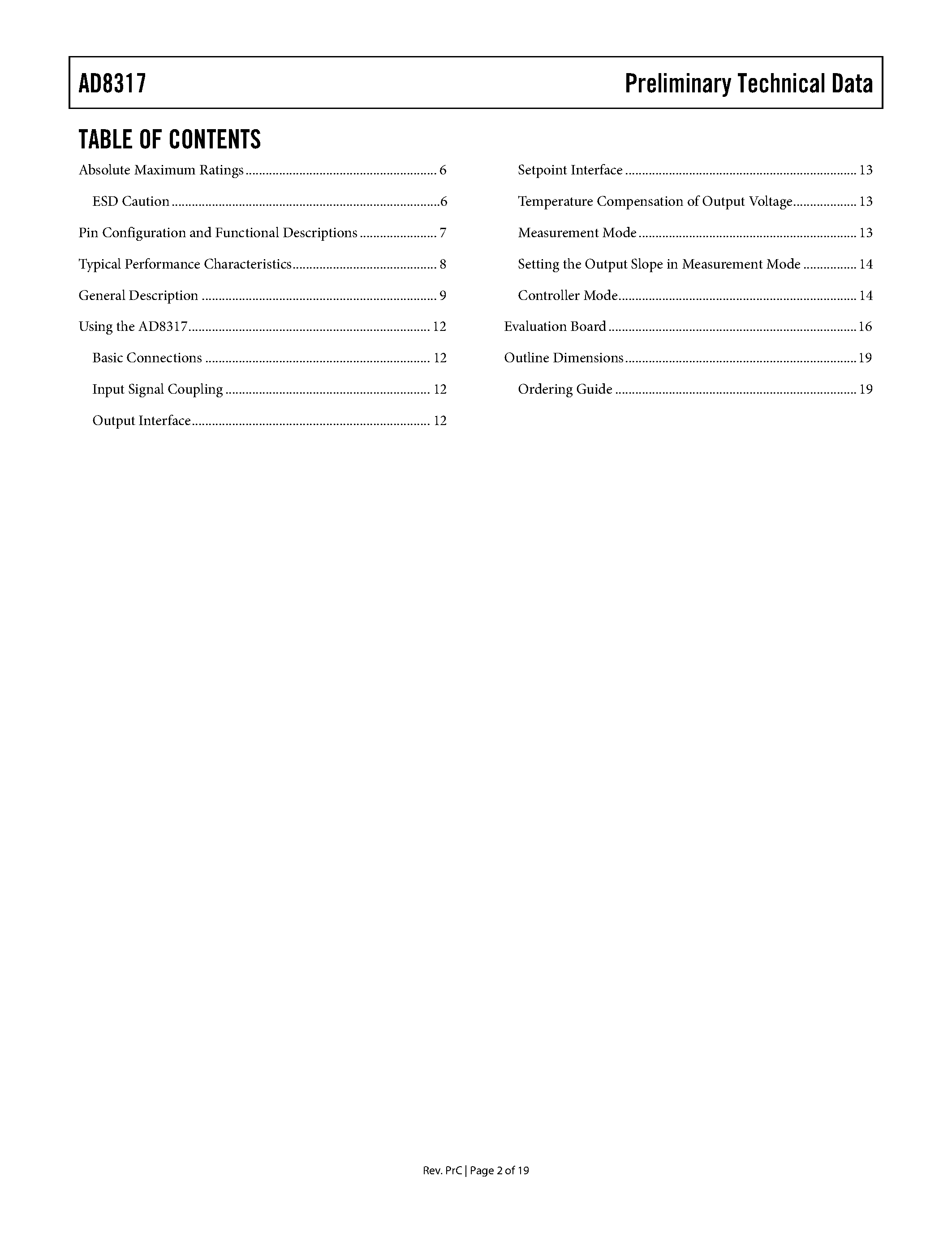Даташит на микросхему AD8317 страница 2 Даташит AD8317 - Log Detector / Controller страница 2