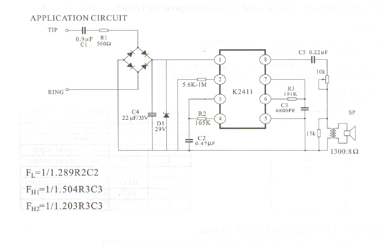 Даташит на микросхему K2411 страница 2 Даташит K2411 - Telephone Tone Ringer страница 2
