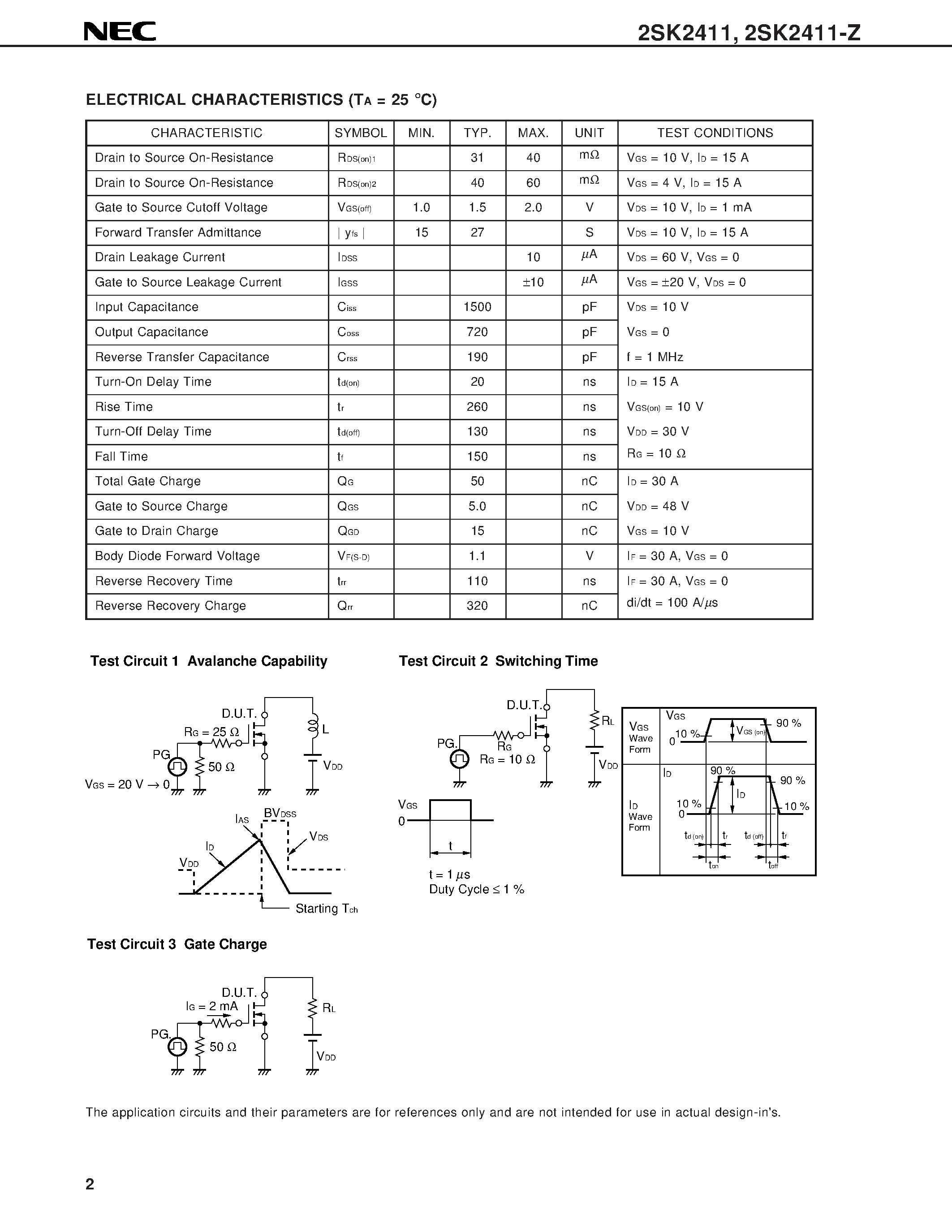 Datasheet 2SK2411 - Switching N-Channel Power MOS FET page 2