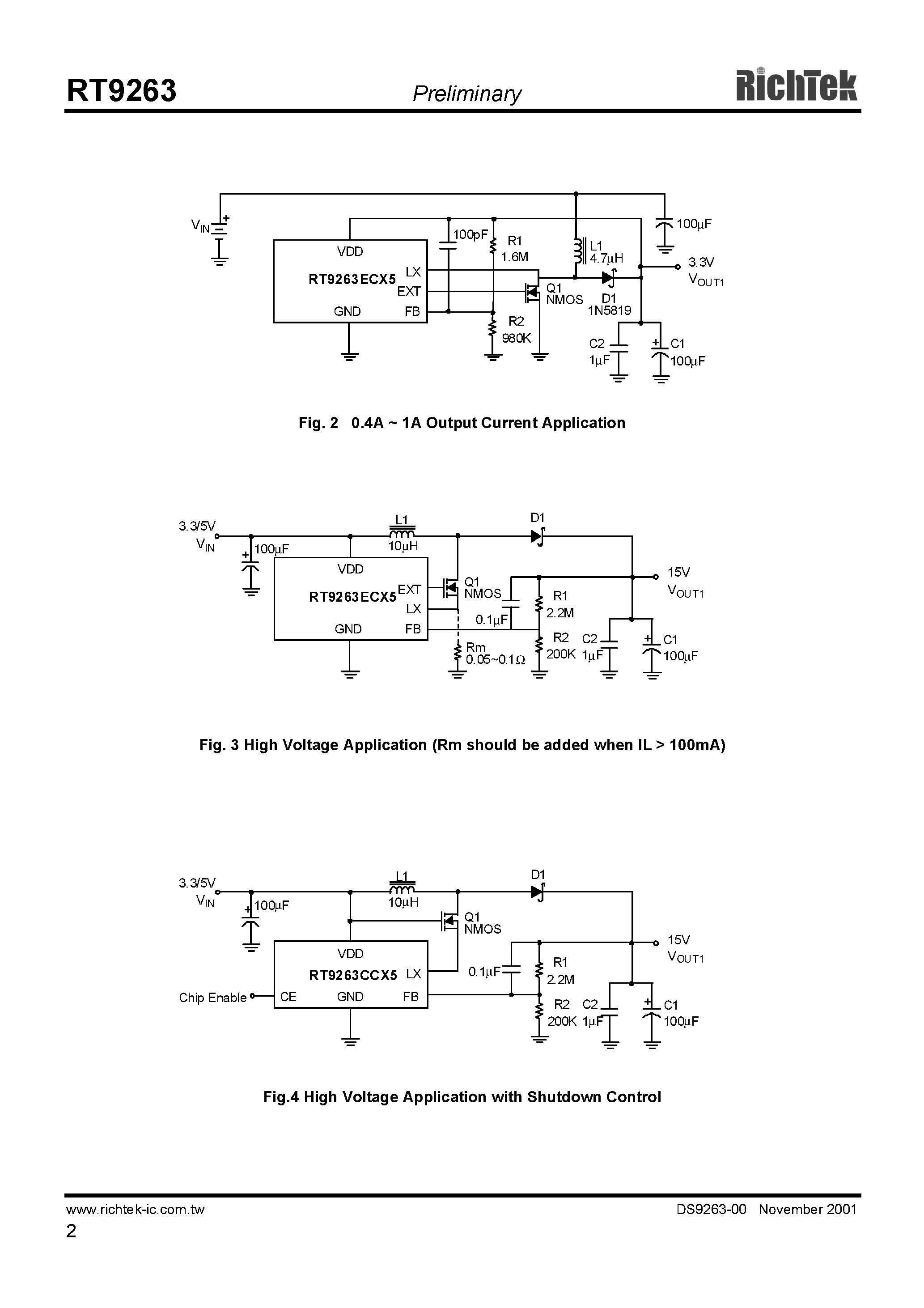 Datasheet RT9263 - HIGH EFFICIENCY LOW SUPPLY CURRENT STEP UP DC/DC CONVERTER page 2