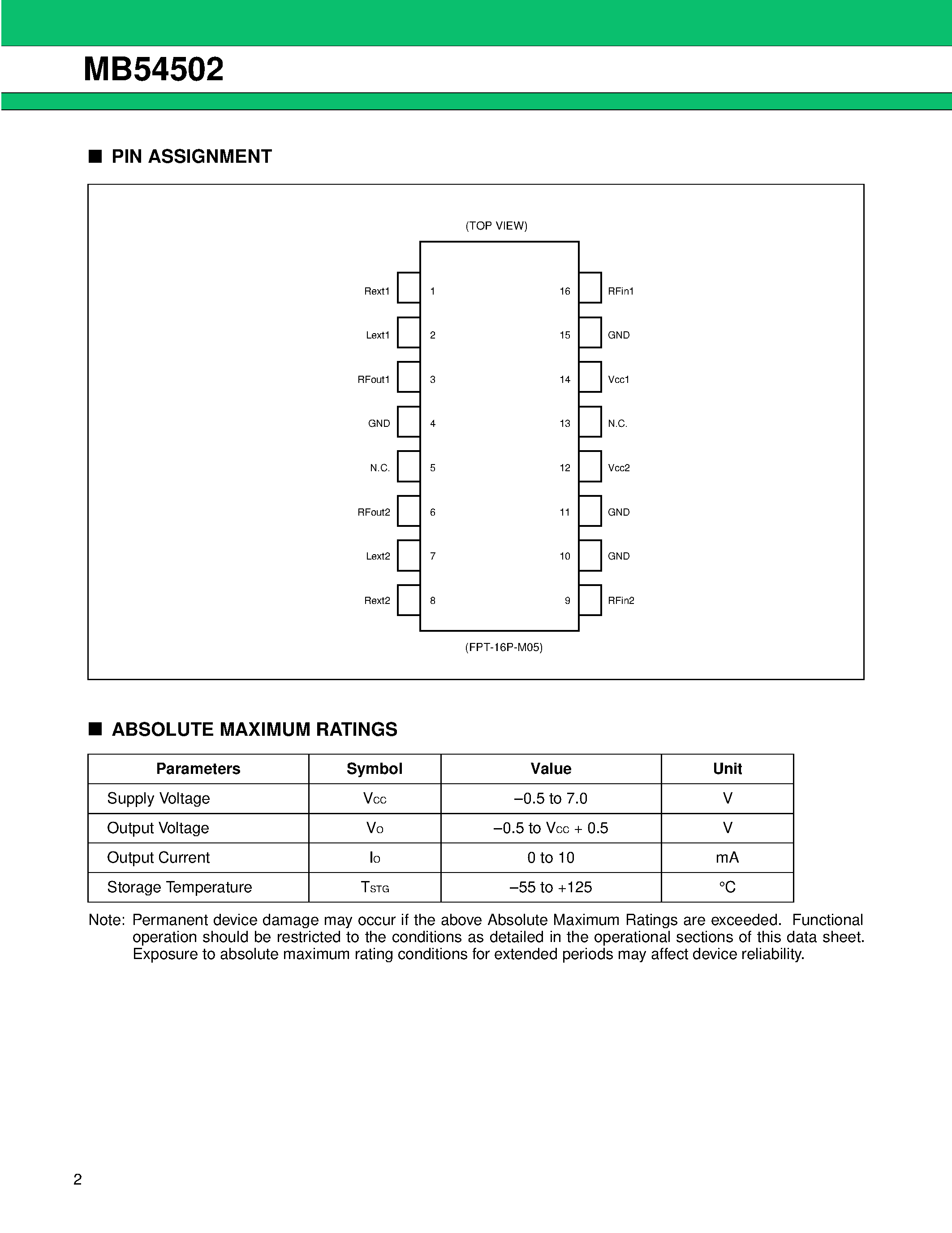Datasheet MB54502 - LOW NOISE AMPLIFIER (2 CIRCUITS) page 2
