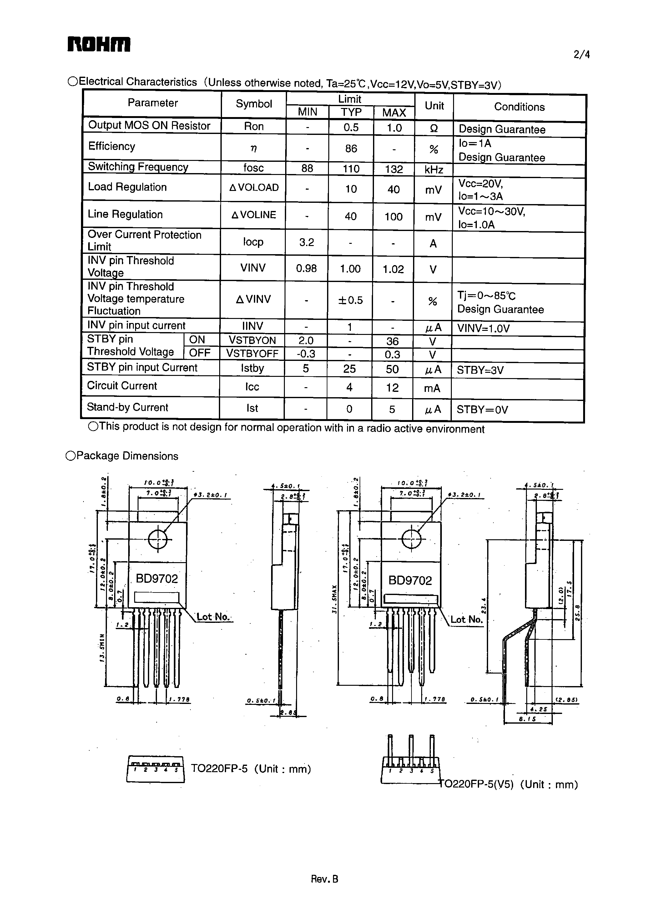 Даташит на микросхему BD9702 страница 2 Даташит BD9702 - (BD9702xx) 1-Channel Step-Down Switching Regulator страница 2