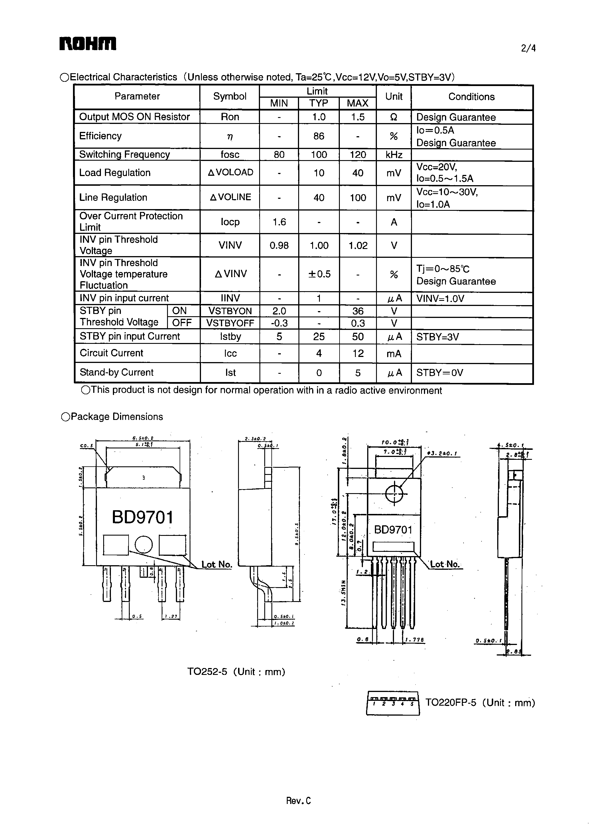 Даташит на микросхему BD9701xx страница 2 Даташит BD9701xx - (BD9701xx) 1-Channel Step-Down Switching Regulator страница 2