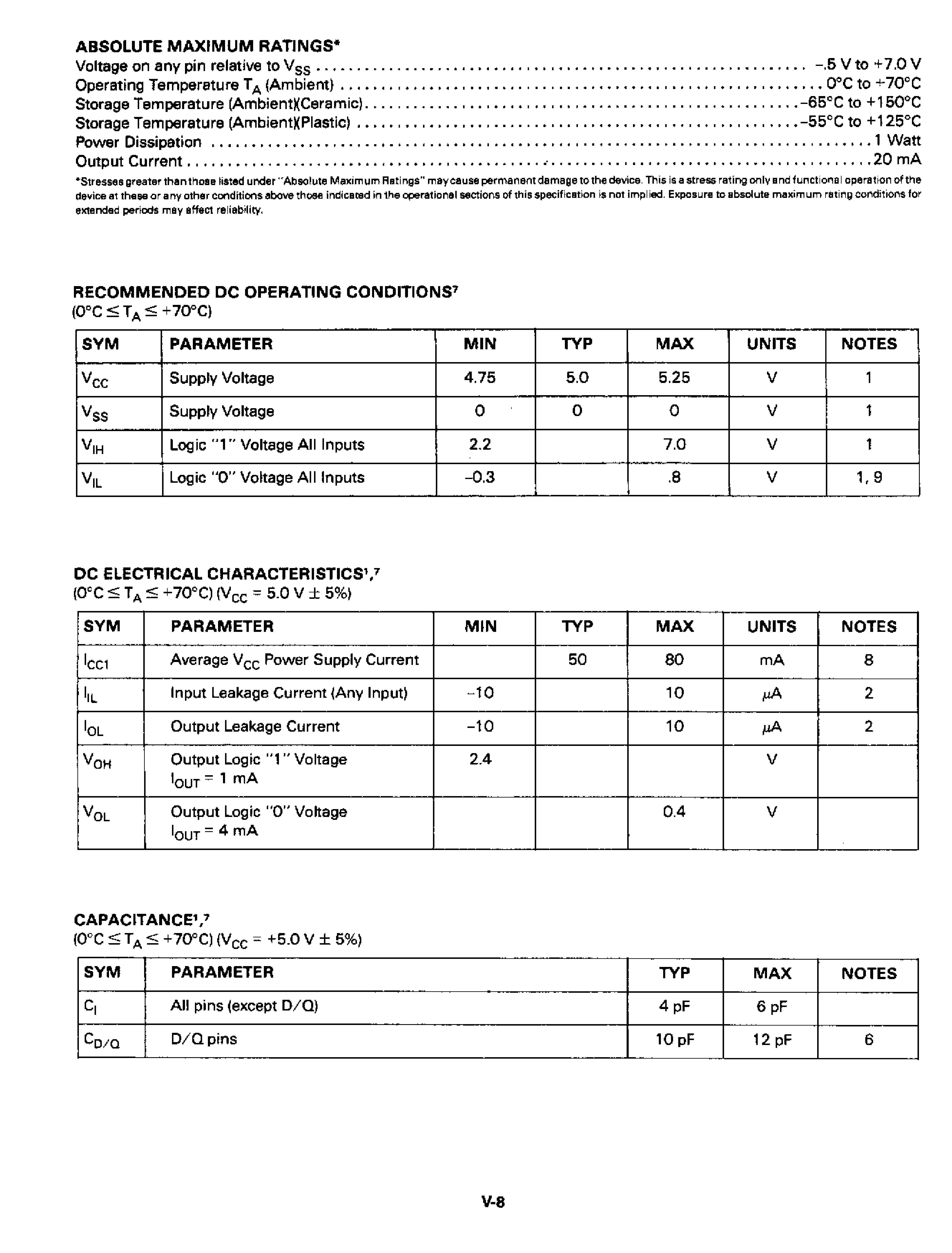 Datasheet MK4801A - 1K x 8-BIT STATIC RAM page 2