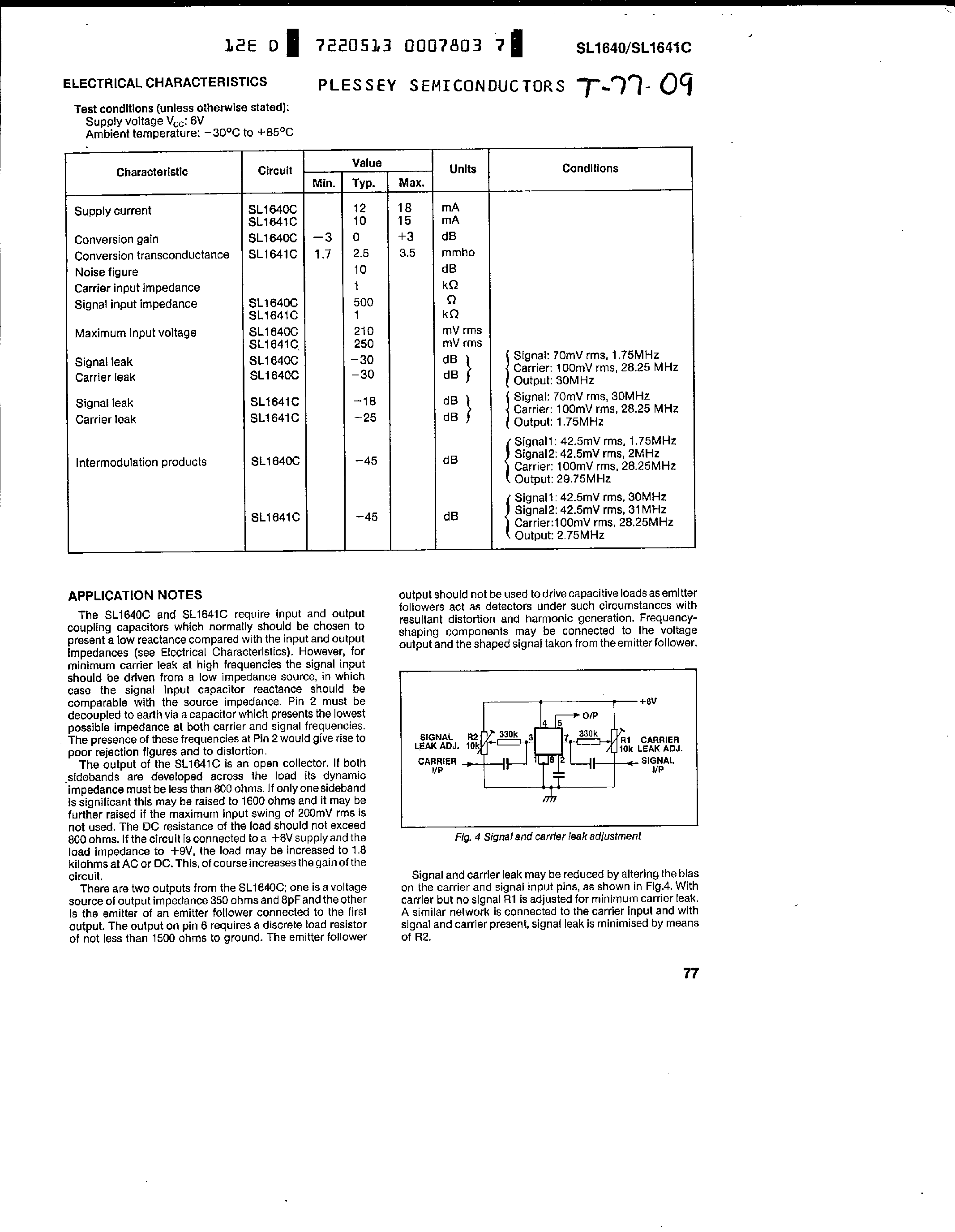 Datasheet SL1640C - (SL1640C / SL1641C) Double Balanced modulators page 2