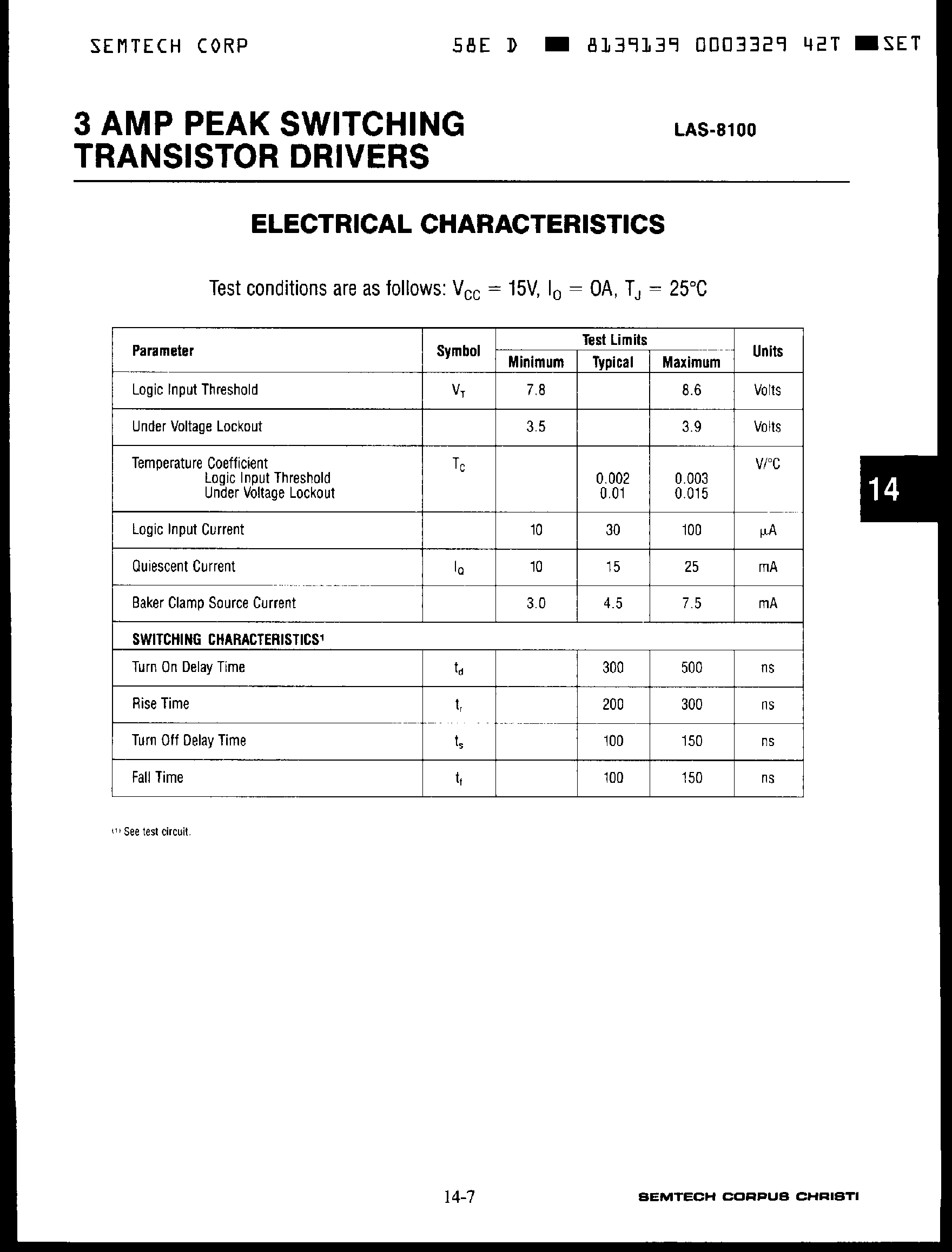 Datasheet LAS-8100 - 3 Amp Peak Switching Transistor Drivers page 2