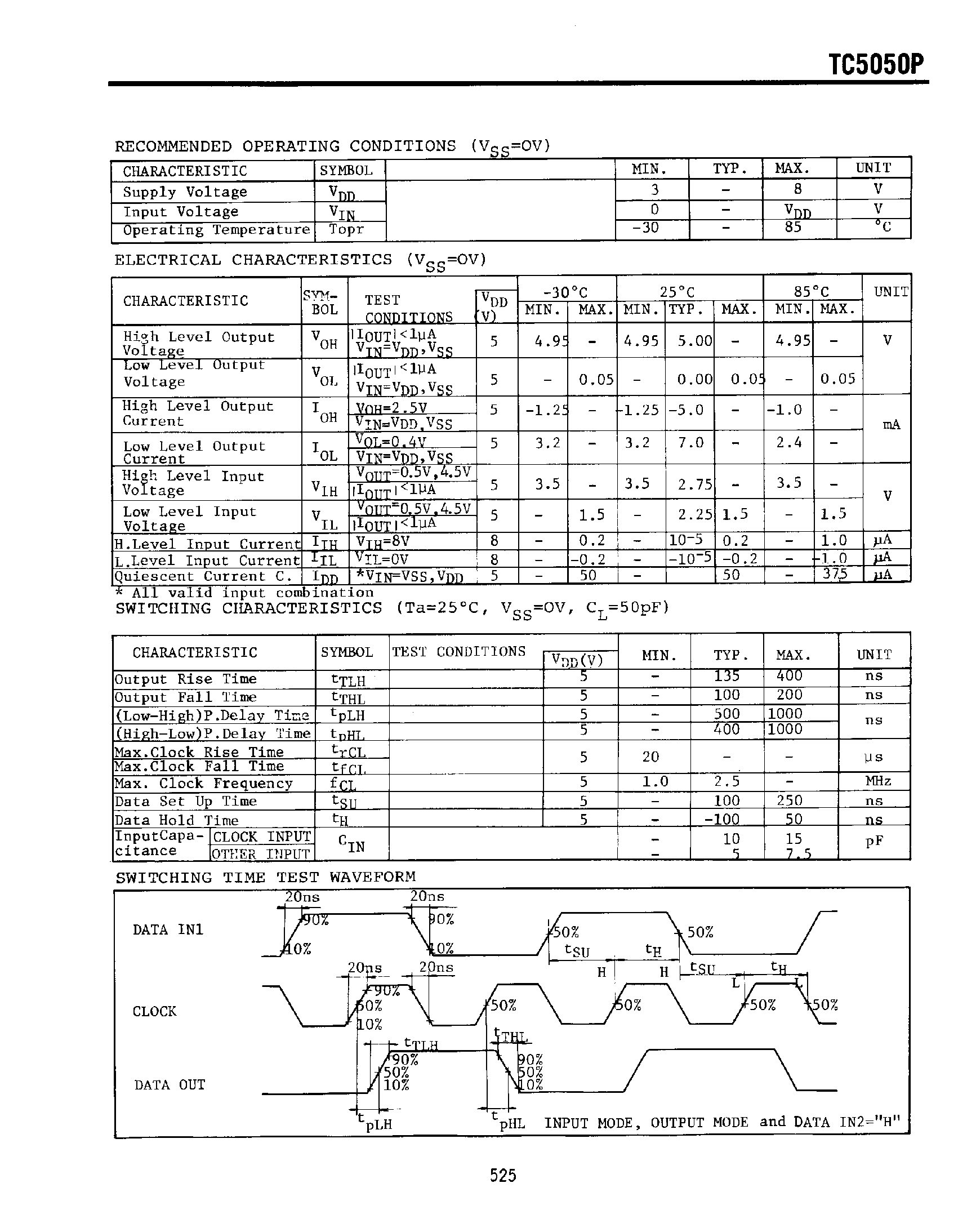 Даташит на микросхему TC5050P страница 2 Даташит TC5050P - Dual 50/64 Stage Static Shift Register страница 2