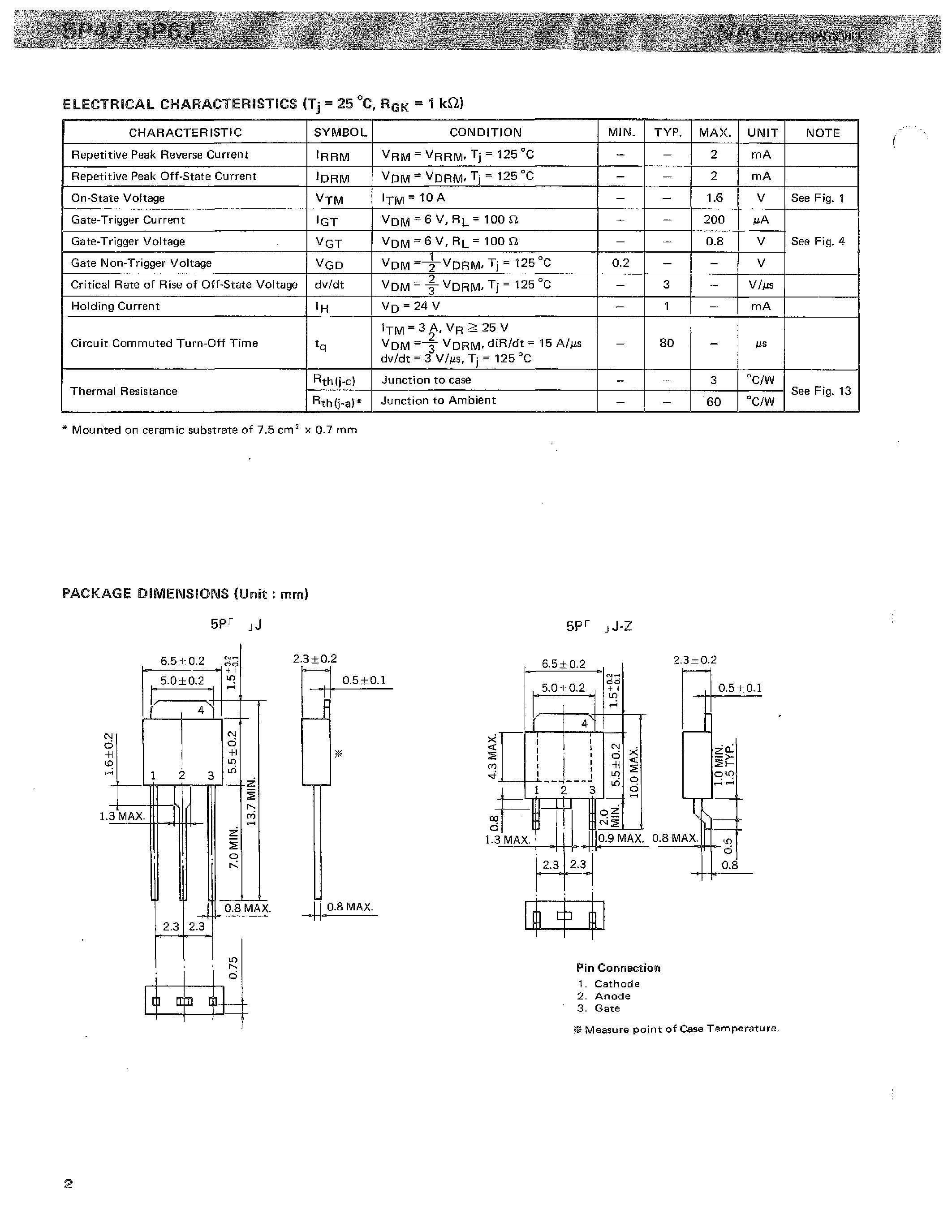 Datasheet 5P6J - 5 A SMALL MOLD THYRISTOR page 2