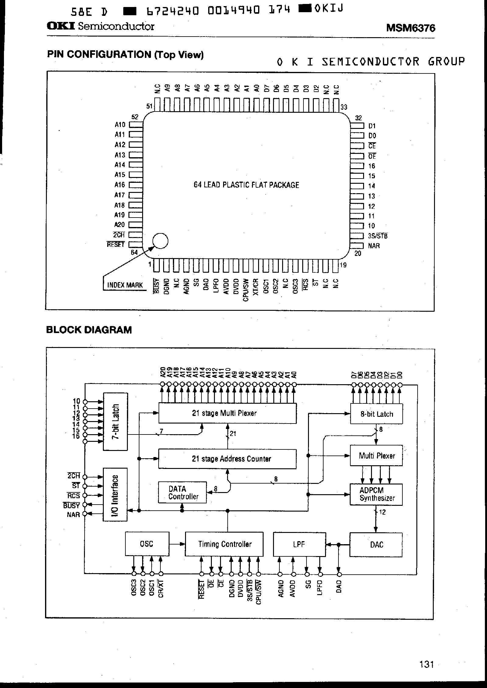Даташит MSM6376 - ADPCM Speech Synthesizer страница 2