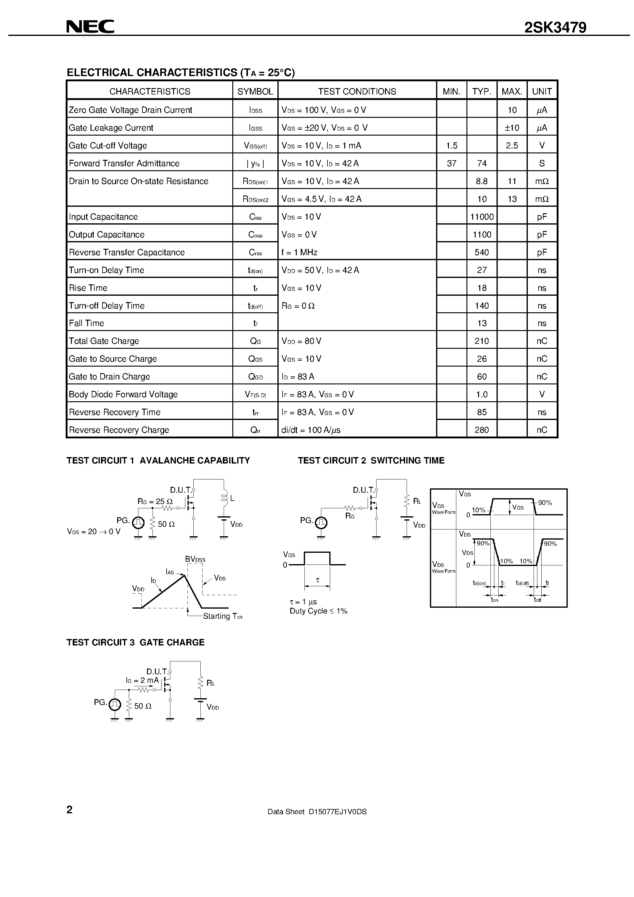Datasheet 2SK3479 - SWITCHING N-CHANNEL POWER MOSFET page 2
