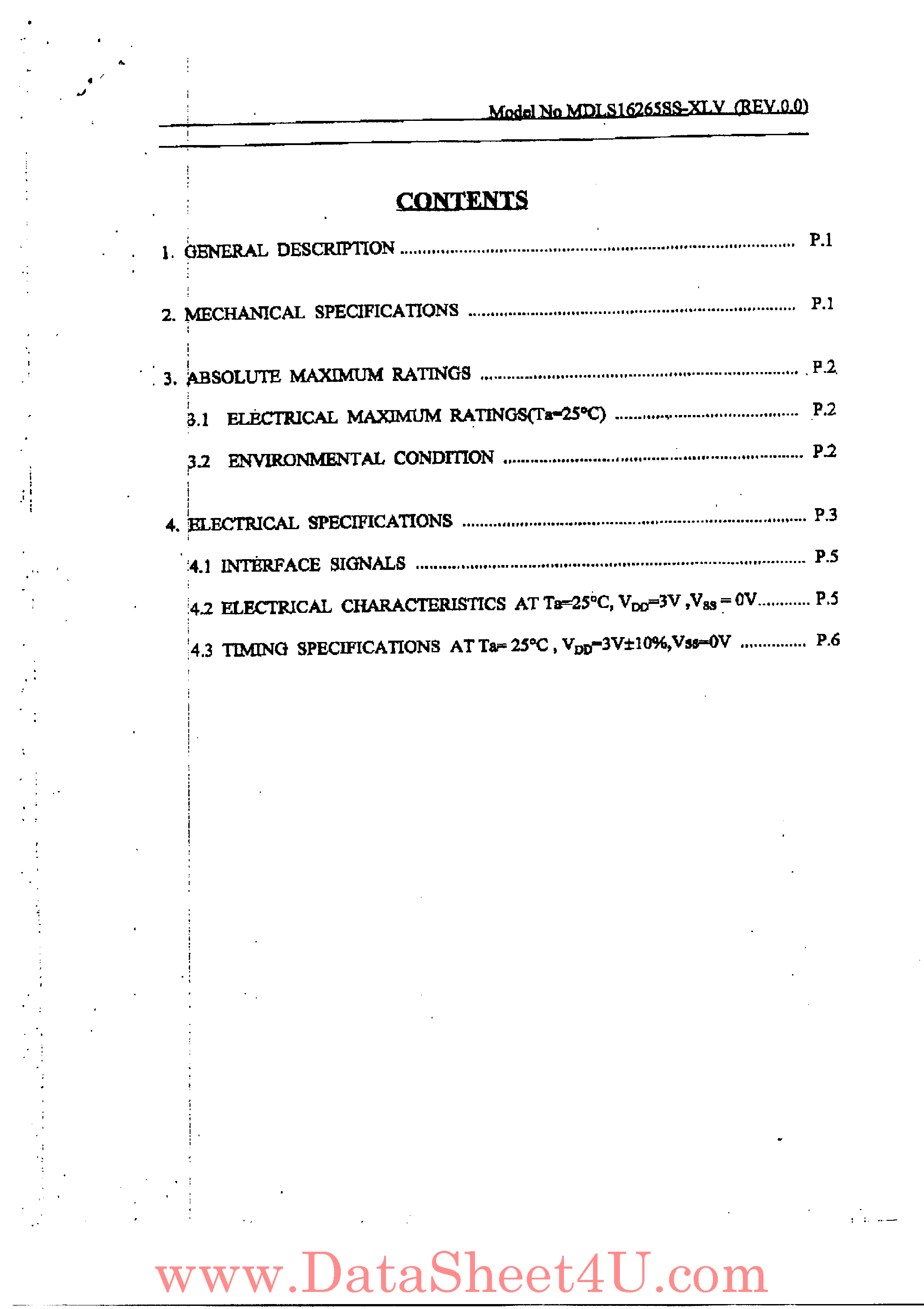 Datasheet MDLS16265SS-XLV - LCD Module 16 X 2 Stn page 2