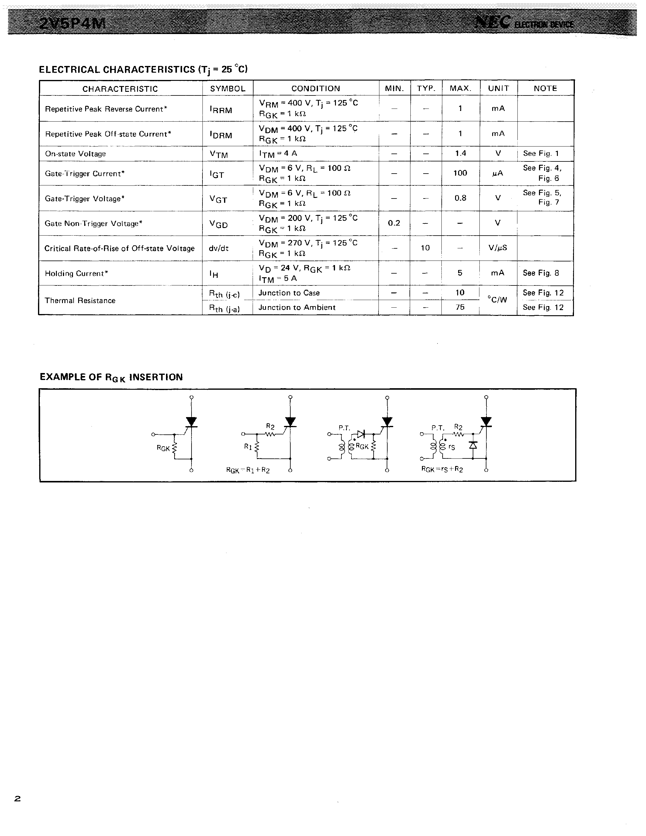 Datasheet 2V5P4M - 2.5 A PLASTIC MOLDED THYRISTOR page 2