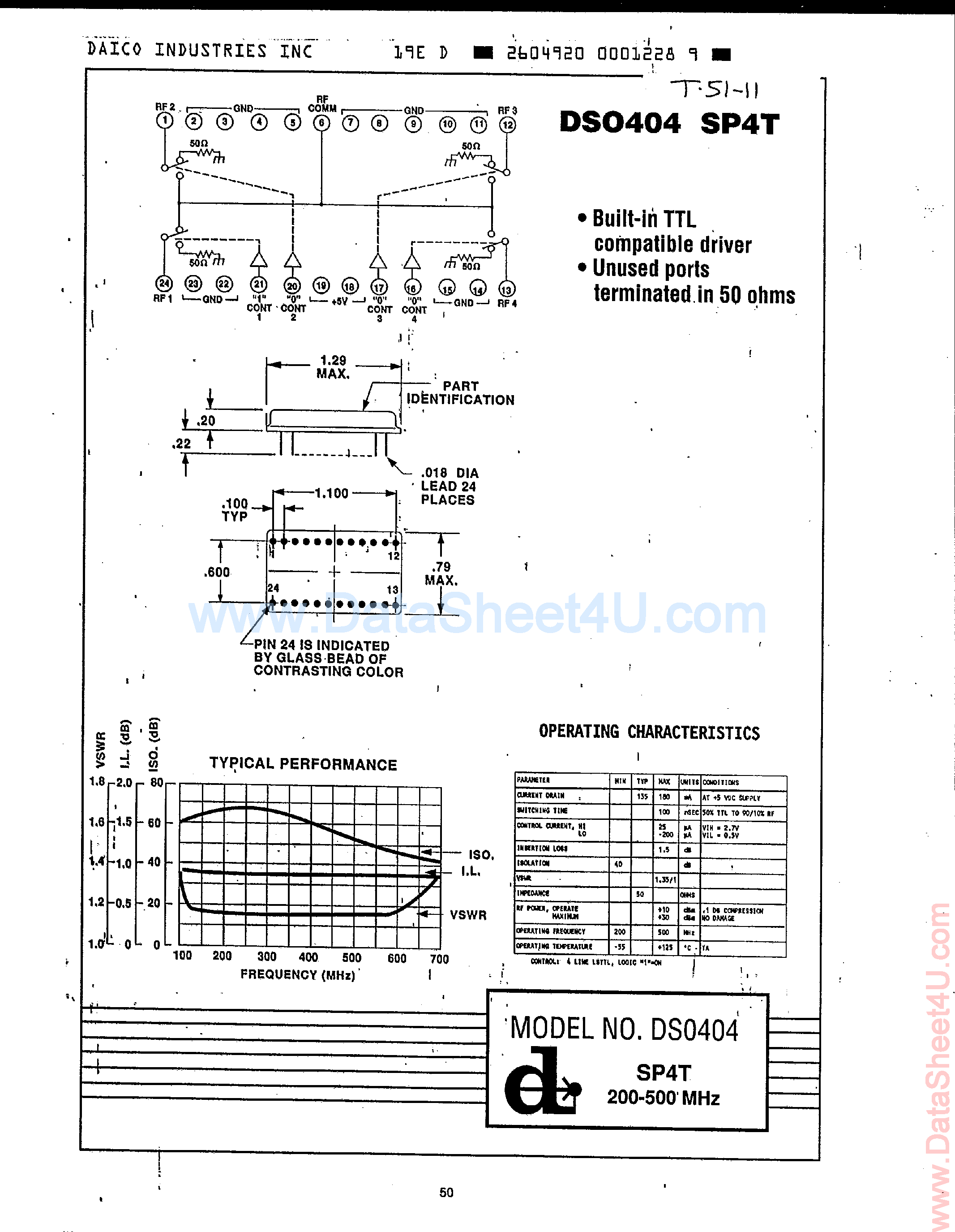 Datasheet DS0404 page 1 Datasheet DS0404 - Built-in TTL Compatible Driver page 1